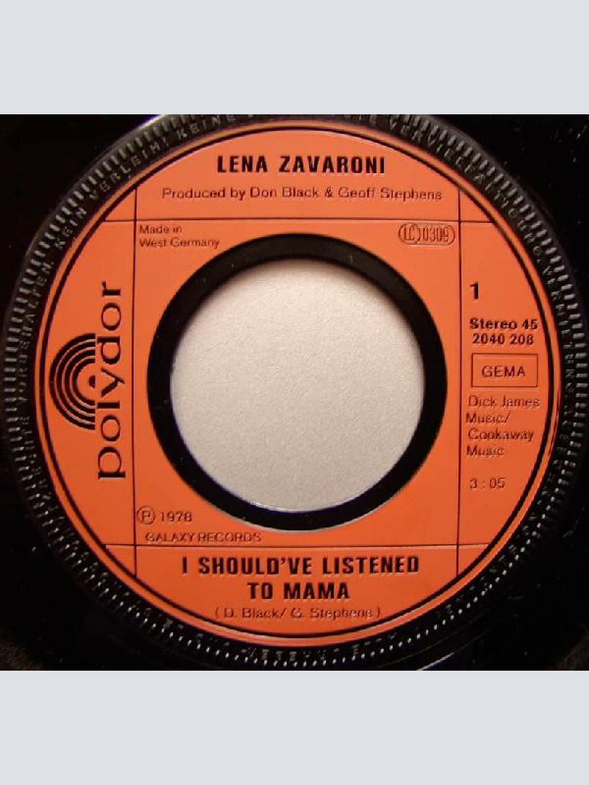 Vinyl / Lena Zavaroni - I Should've Listened To Mama / Out Of Your Head