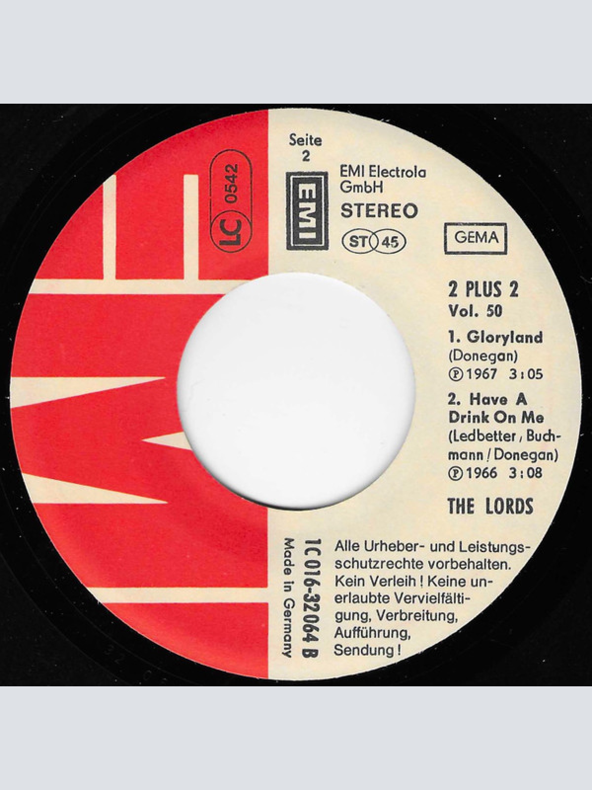 Vinyl / The Lords - Poor Boy / Gloryland / Shakin' All Over / Have A Drink On Me