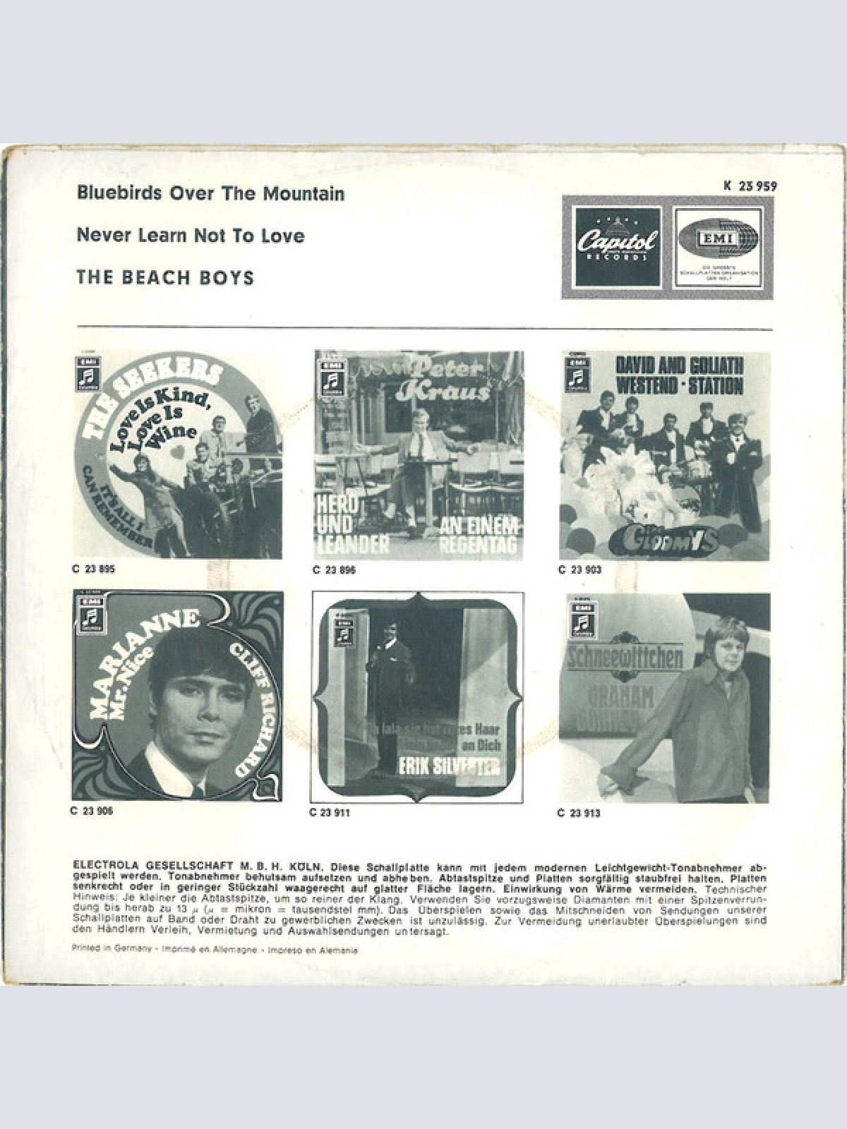 Vinyl / The Beach Boys - Bluebirds Over The Mountain / Never Learn Not To Love