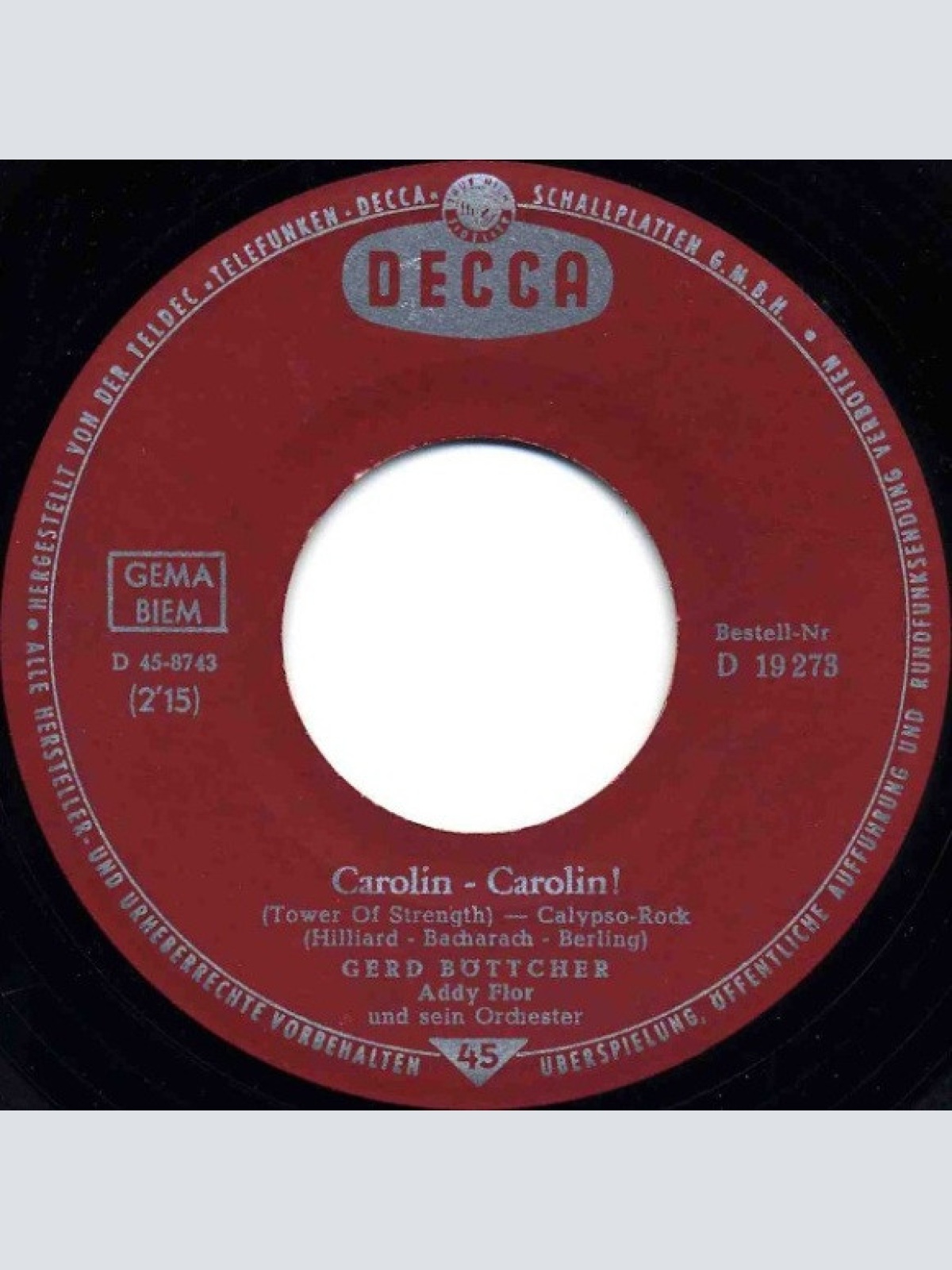 Vinyl / Gerd Böttcher - Geld Wie Heu (Johnny Will) / Carolin Carolin