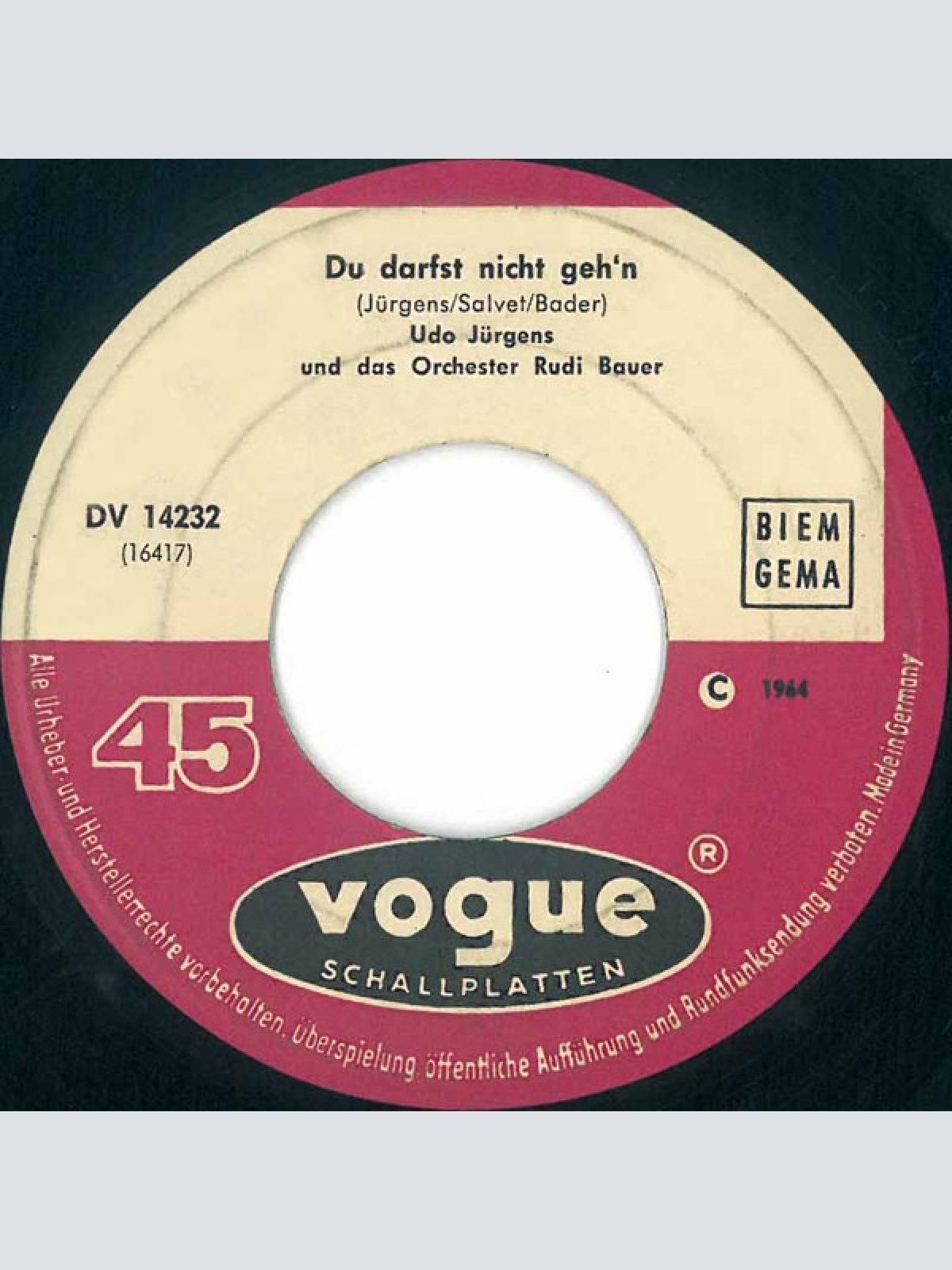 Vinyl / Udo Jürgens - Frag' Nie / Du Darfst Nicht Geh'n