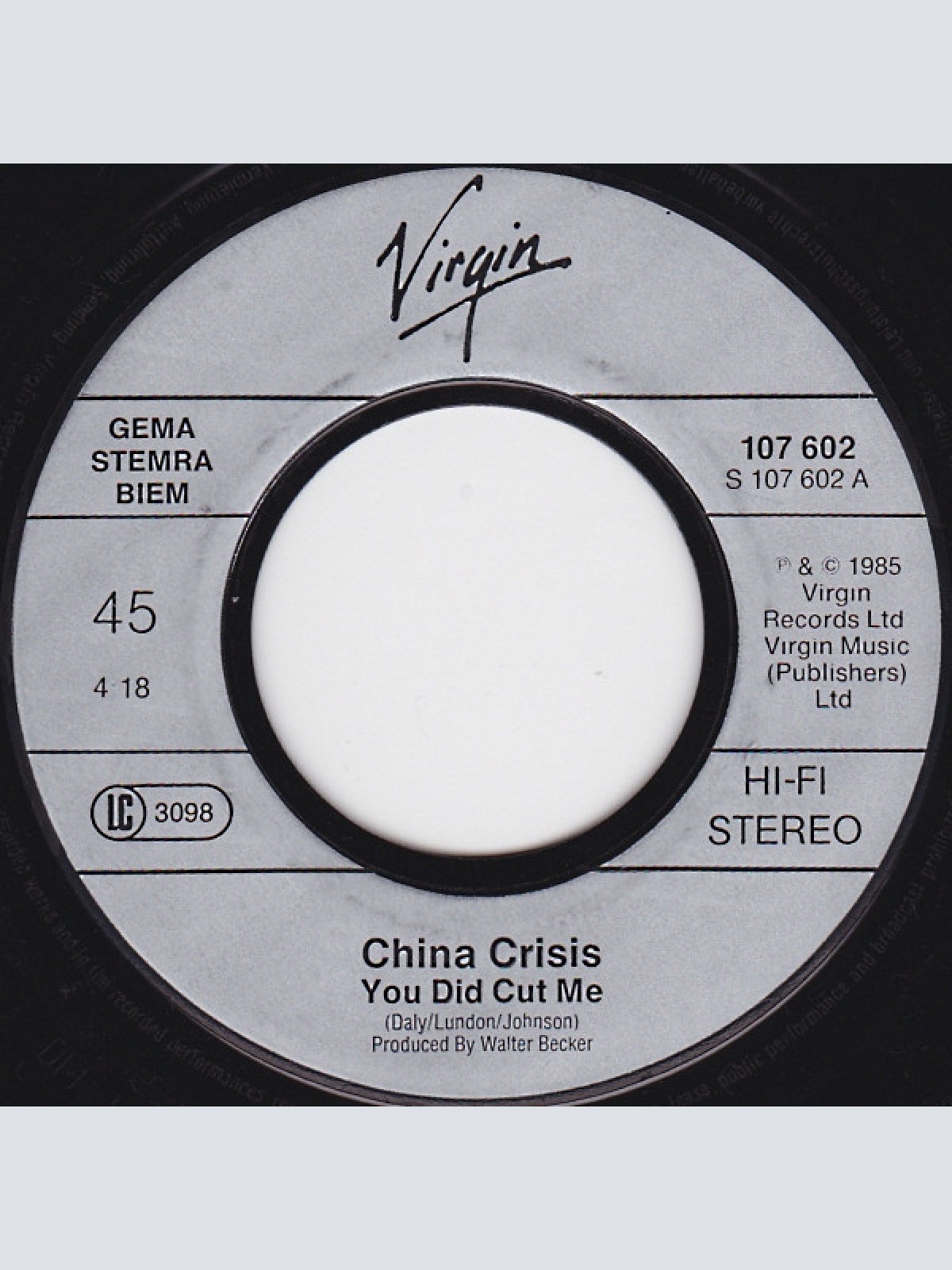 Vinyl / China Crisis - You Did Cut Me