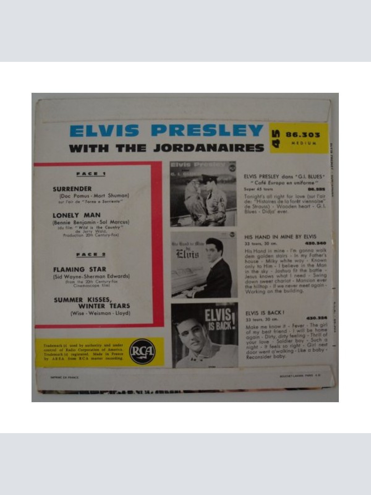 Vinyl / Elvis Presley With The Jordanaires - Surrender