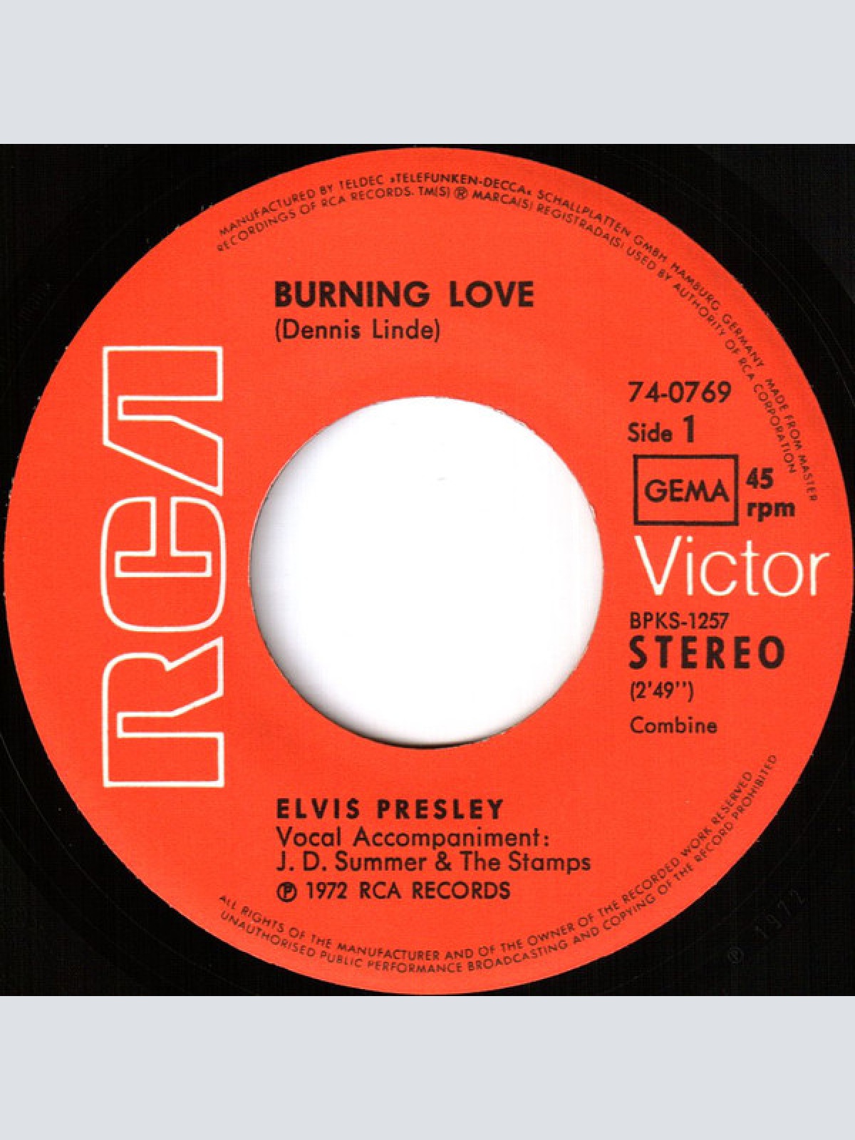 Vinyl / Elvis* - Burning Love / It's A Matter Of Time