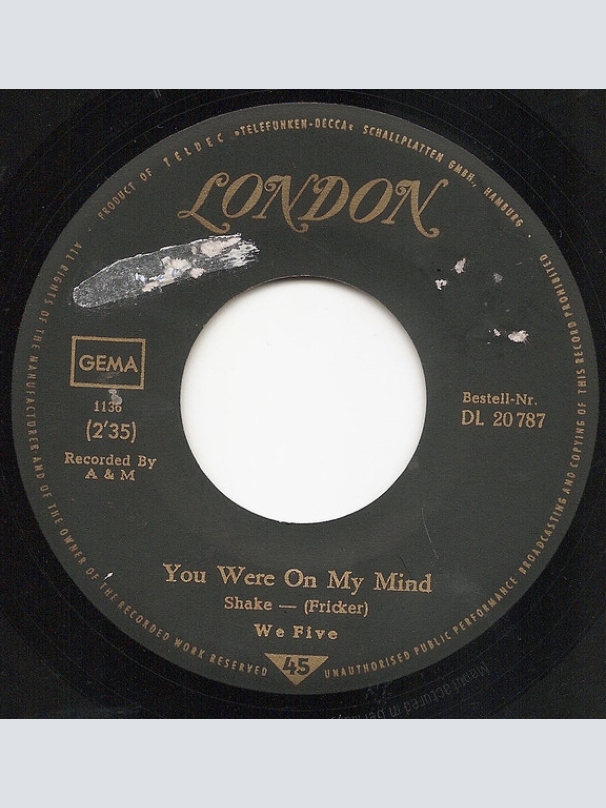 Vinyl / We Five - You Were On My Mind / Small World