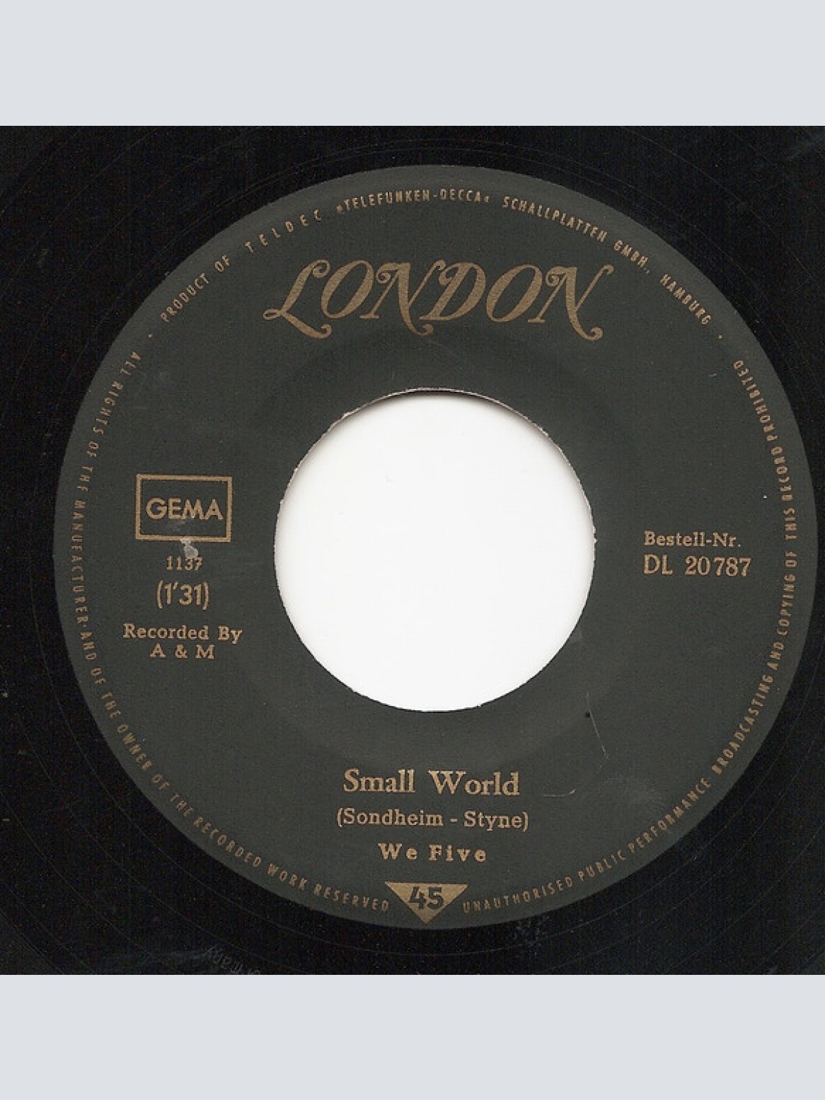 Vinyl / We Five - You Were On My Mind / Small World