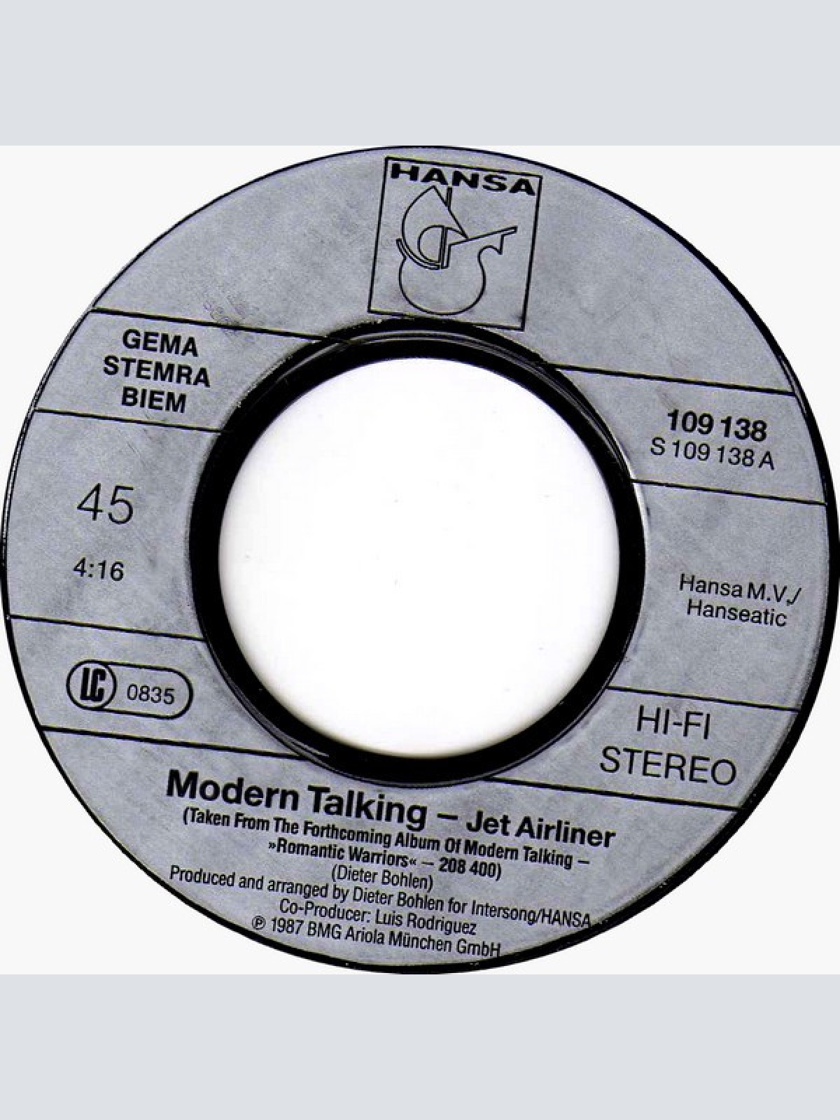 Vinyl / Modern Talking - Jet Airliner
