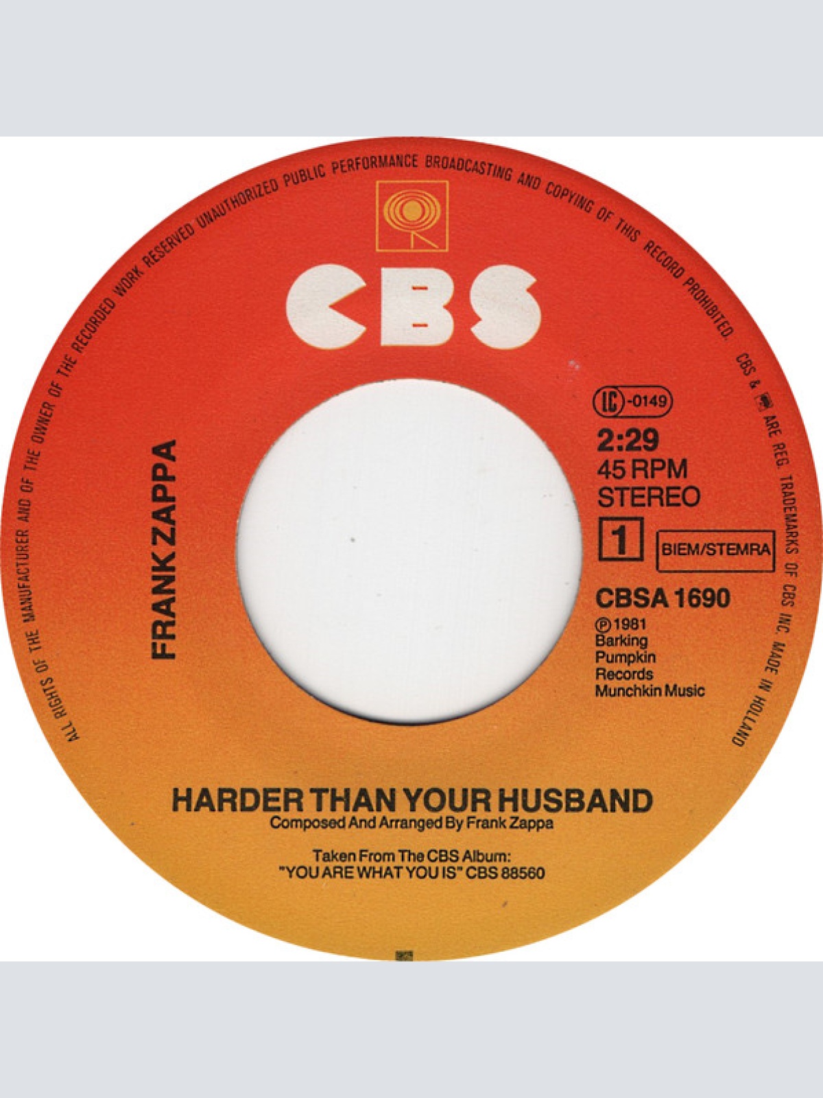 Vinyl / Frank Zappa - Harder Than Your Husband