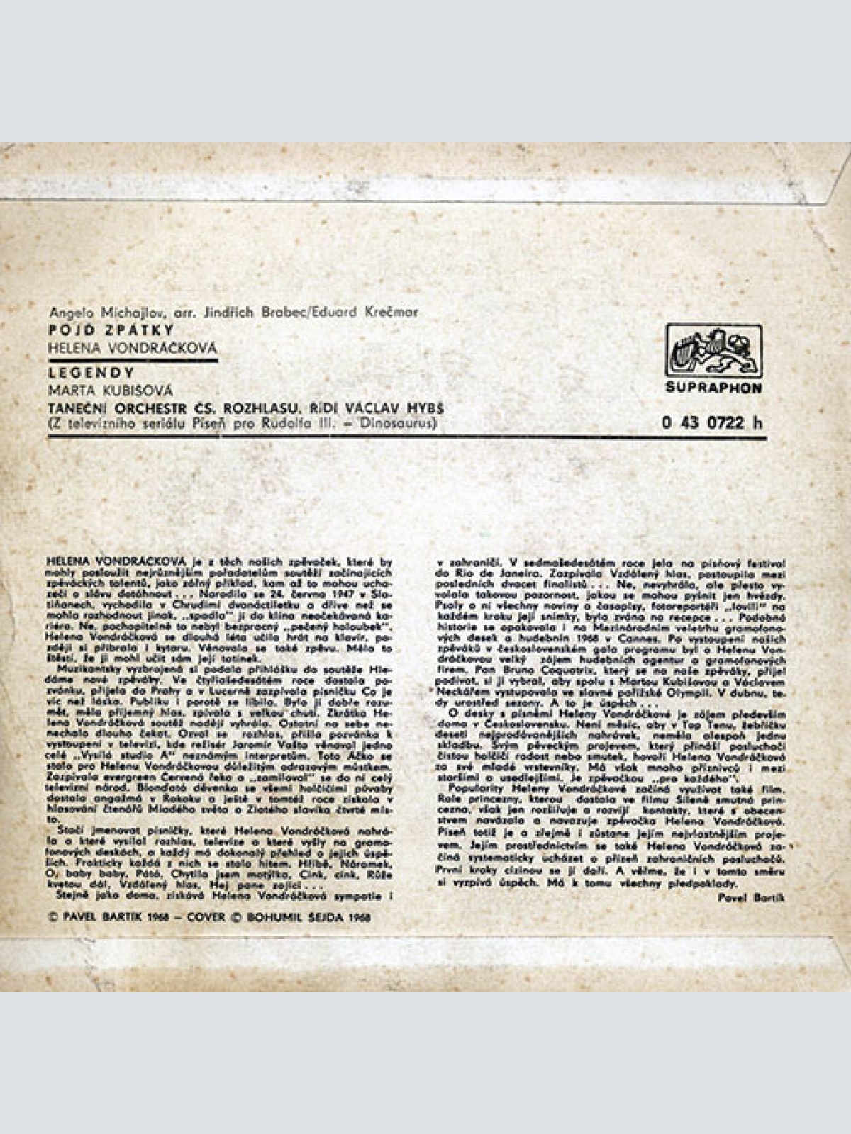 Vinyl / Helena Vondráčková / Marta Kubišová - Pojď Zpátky / Legendy