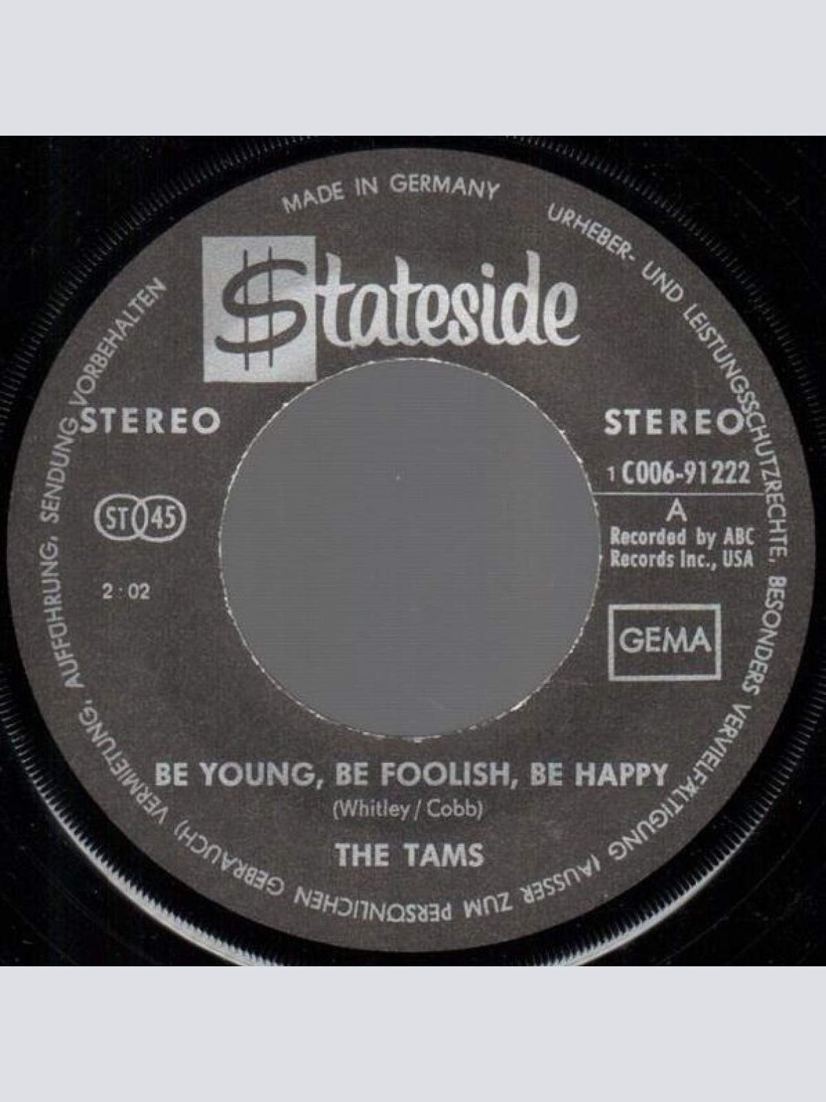 Vinyl / The Tams - Be Young Be Foolish, Be Happy