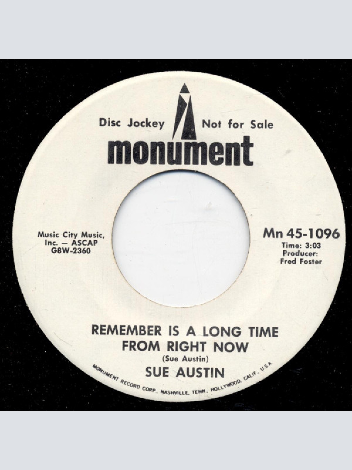 Vinyl / Sue Austin - Richie / Remember Is A Long Time From Right Now