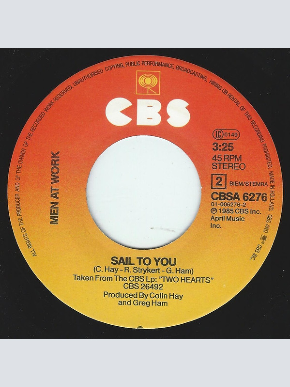 Vinyl / Men At Work - Everything I Need