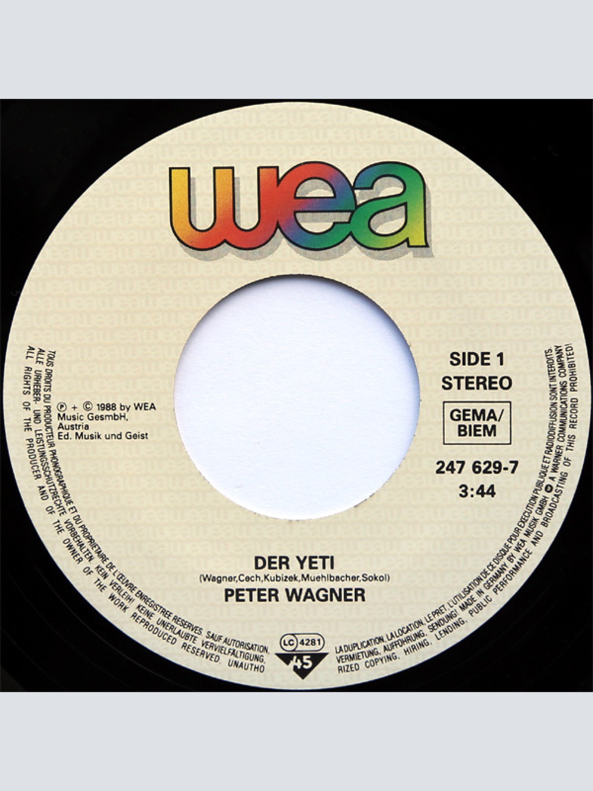 Vinyl / Peter Wagner (6) - Der Yeti / Itey Red