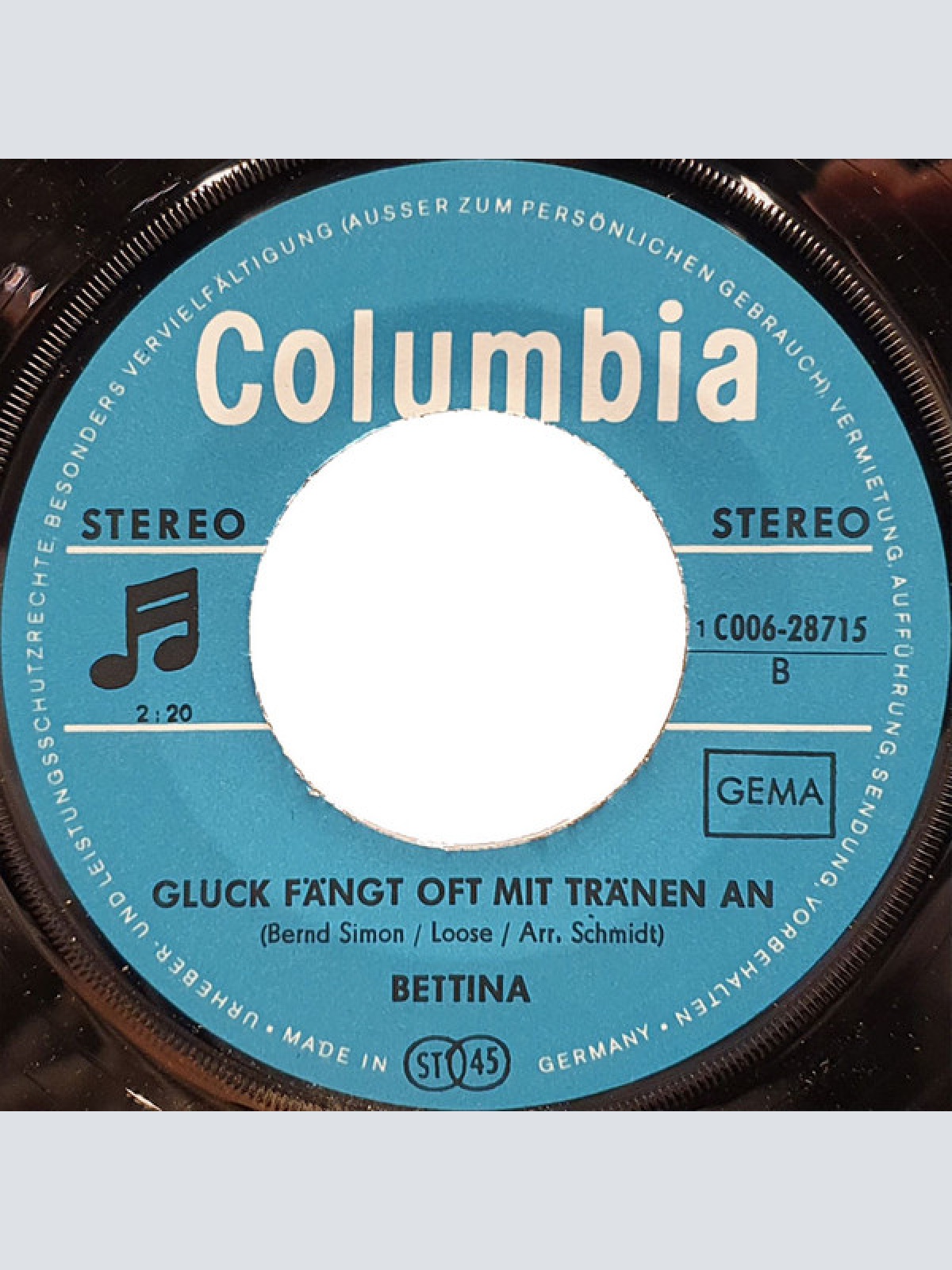 Vinyl / Bettina* - Taxi Nach Amsterdam / Glück Fängt Oft Mit Tränen An