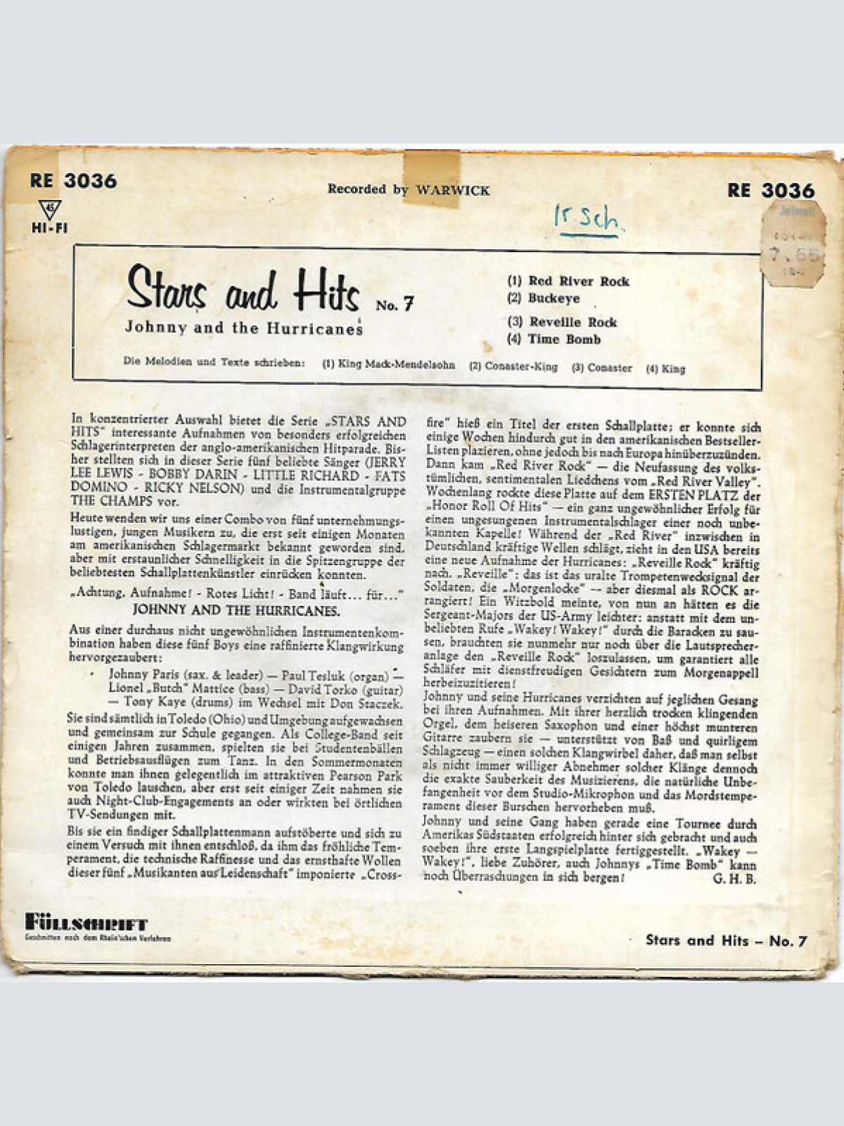 Vinyl / Johnny And The Hurricanes - Stars And Hits No. 7