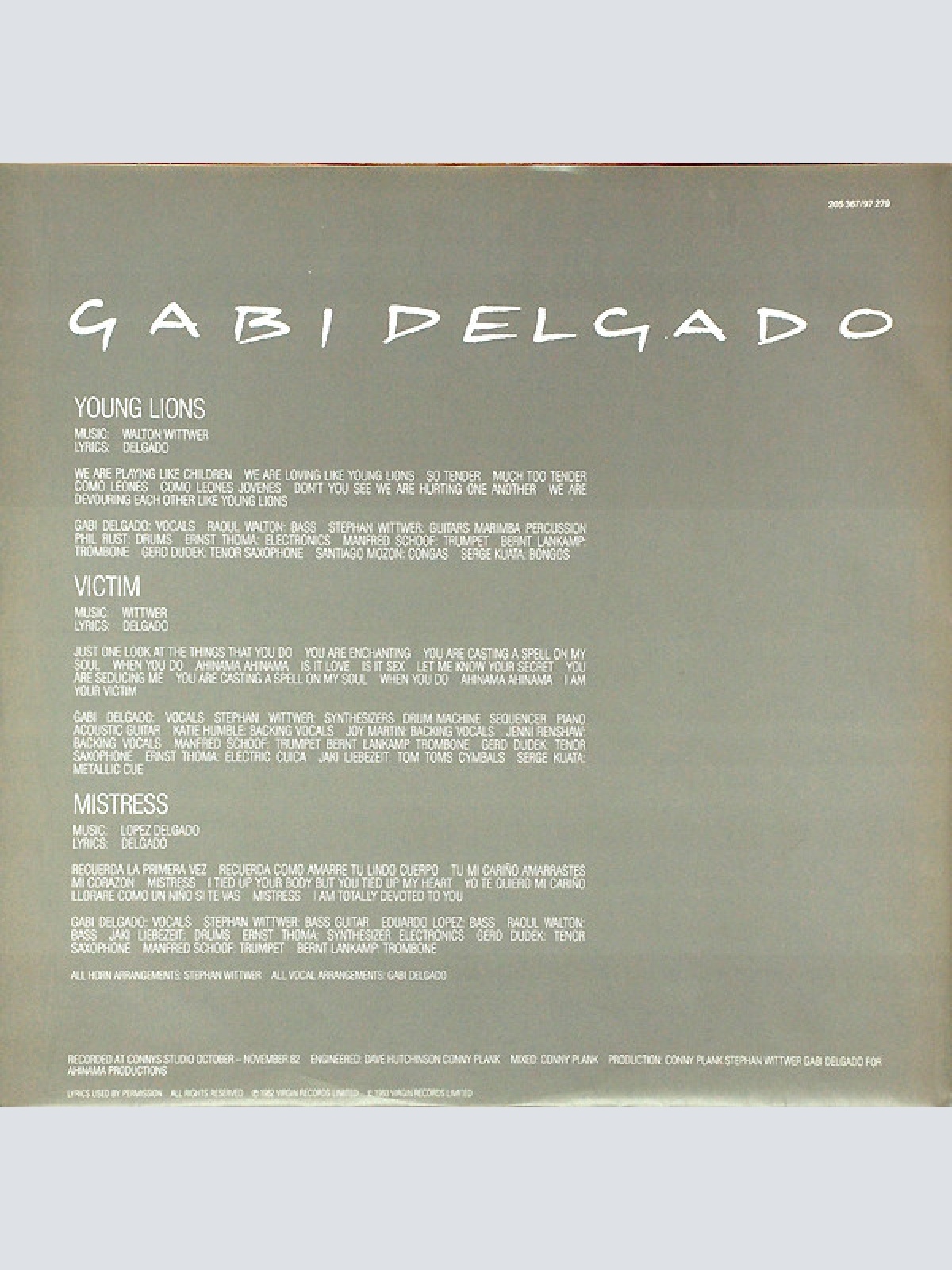 Vinyl / Gabi Delgado - Mistress