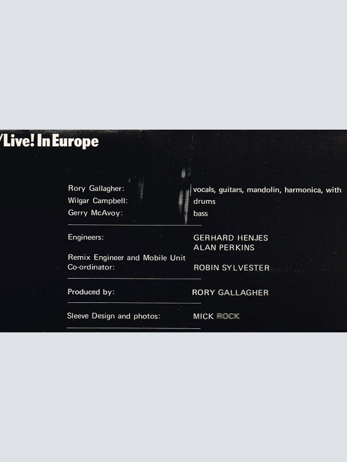 Vinyl / Rory Gallagher - Live! In Europe