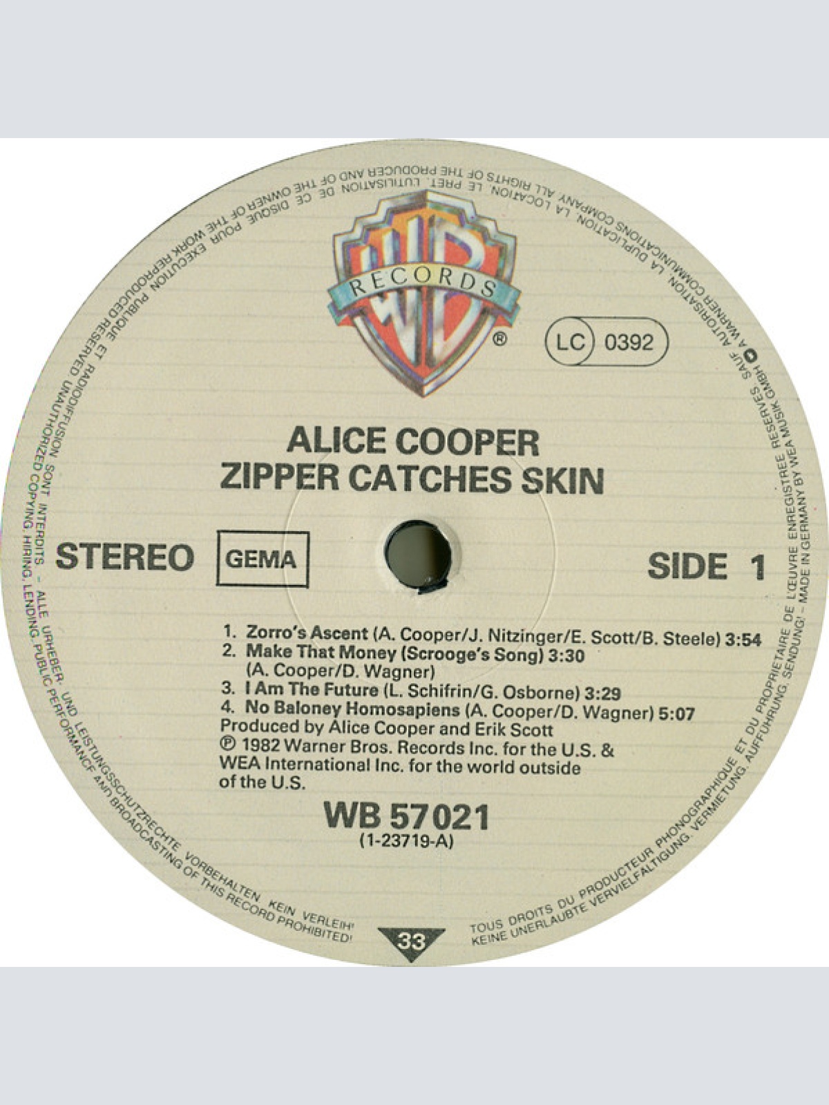 Vinyl / Alice Cooper (2) - Zipper Catches Skin