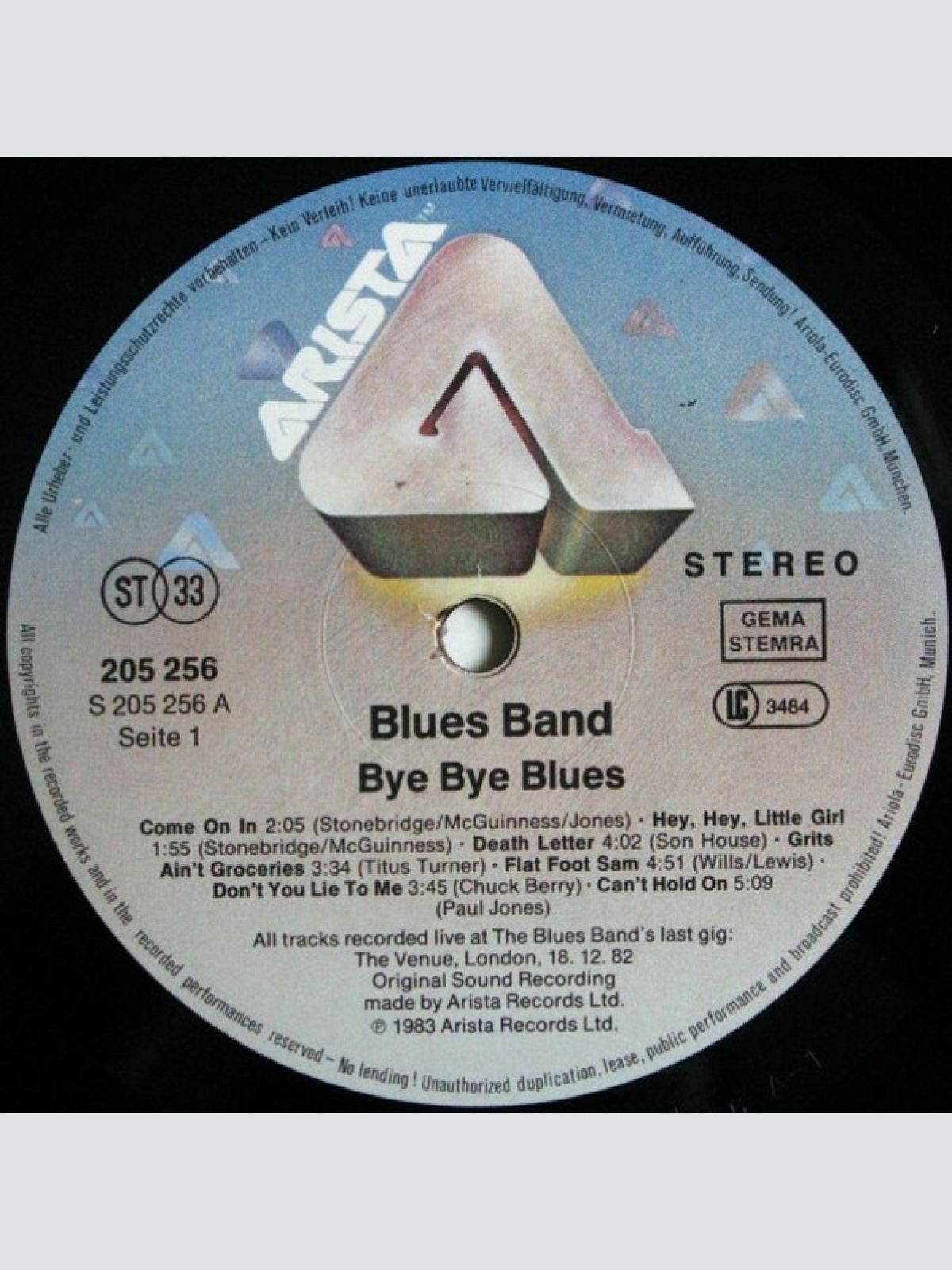 Vinyl / The Blues Band - Bye Bye Blues (The Blues Band Live)