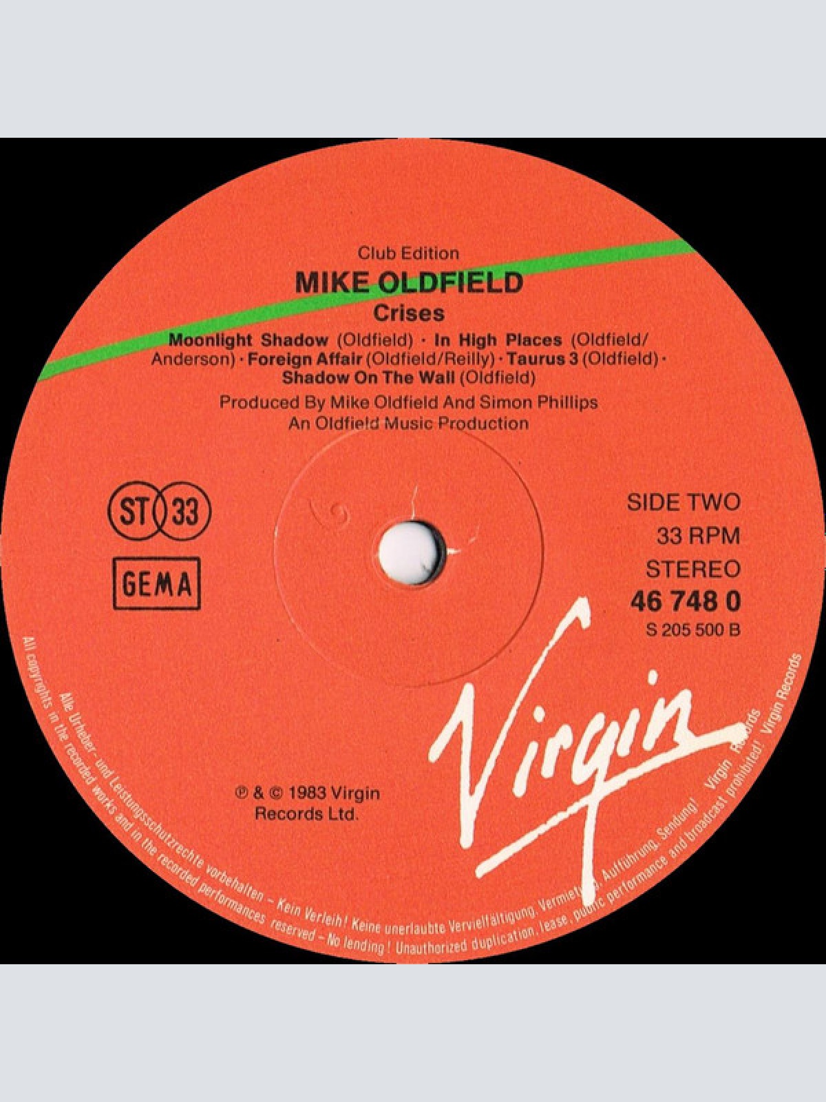 Vinyl / Mike Oldfield - Crises