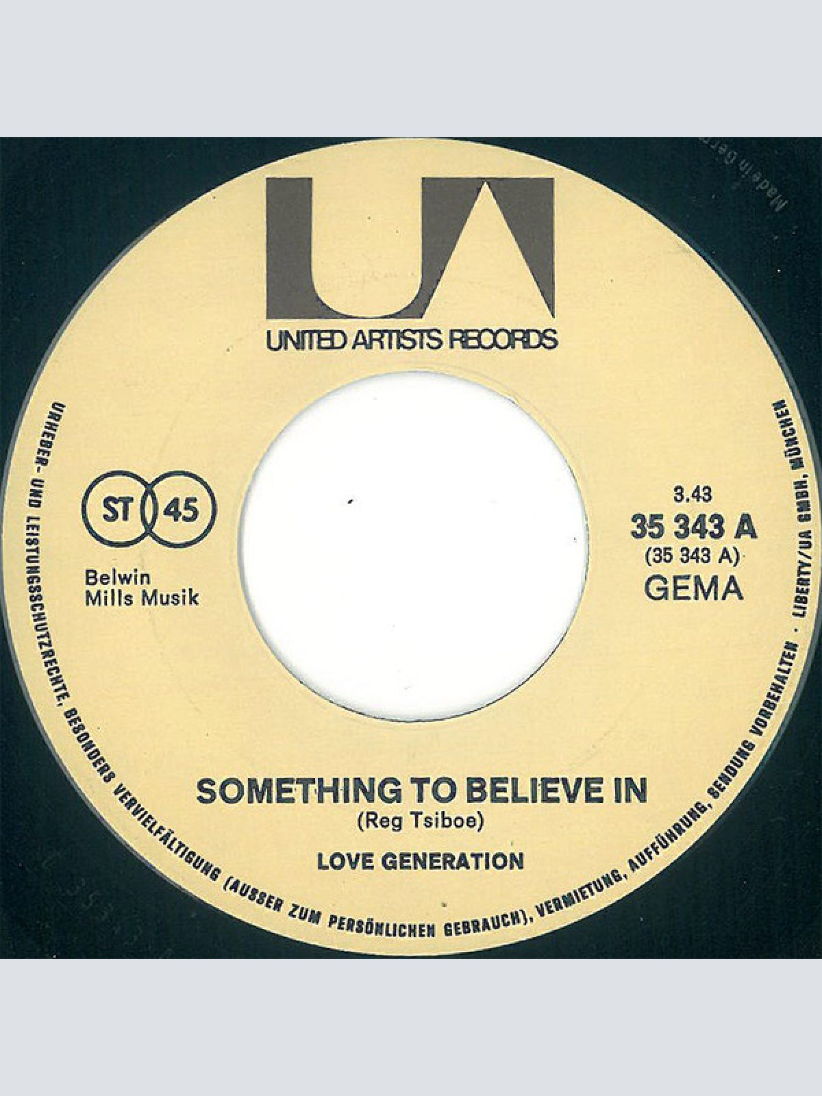 Vinyl / Love Generation - Something To Believe In