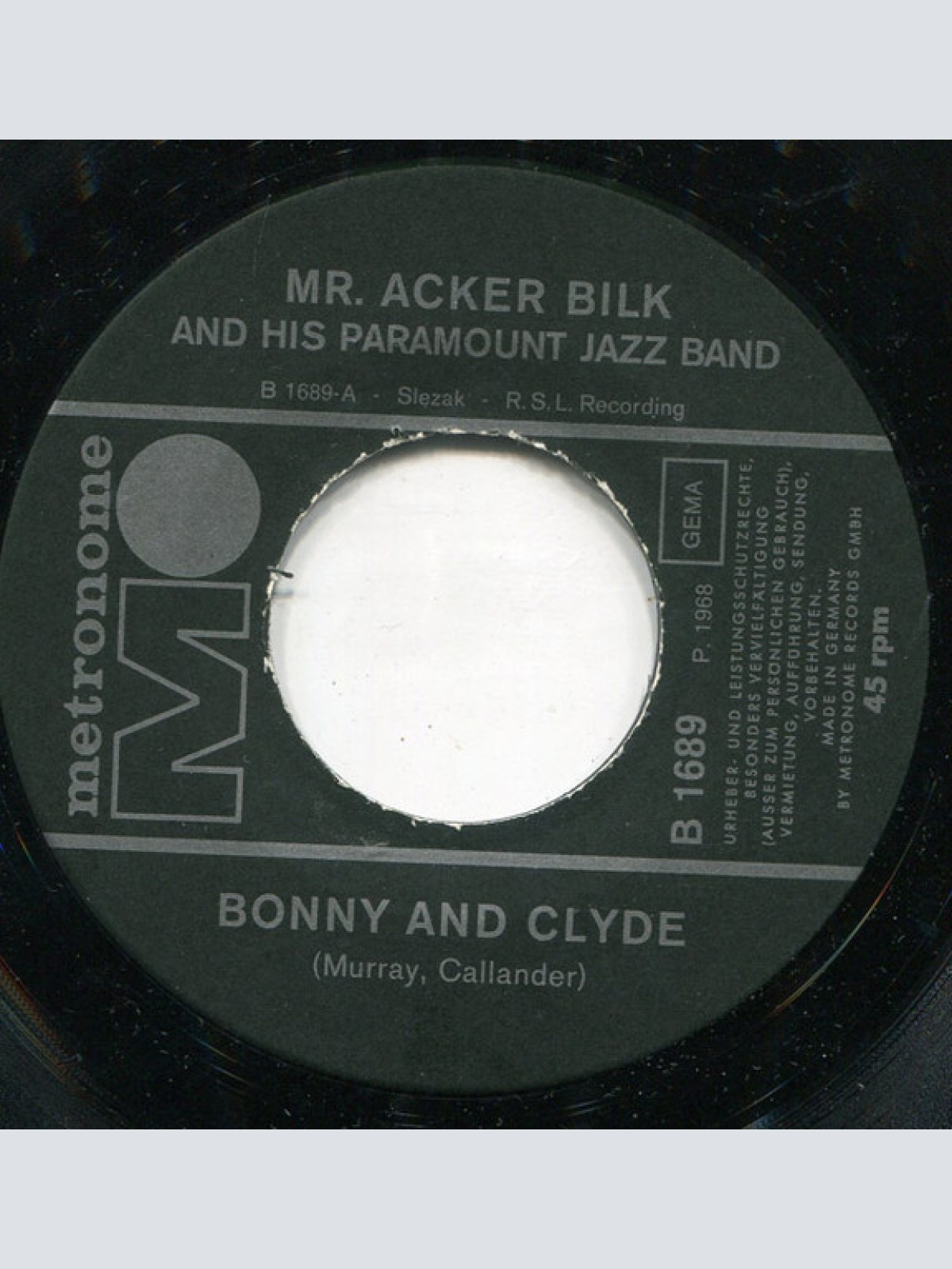 Vinyl / Acker Bilk And His Paramount Jazz Band - Bonnie & Clyde
