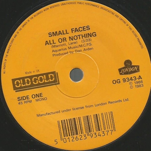 Vinyl / Small Faces - All Or Nothing / My Mind's Eye