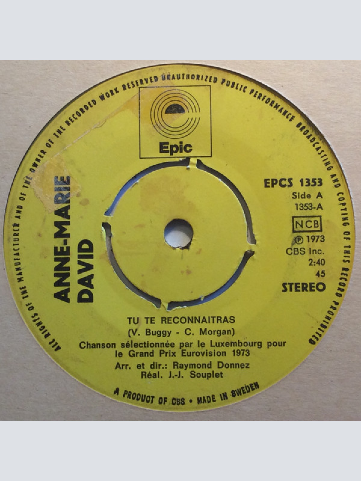 Vinyl / Anne Marie David* - Tu Te Reconnaitras