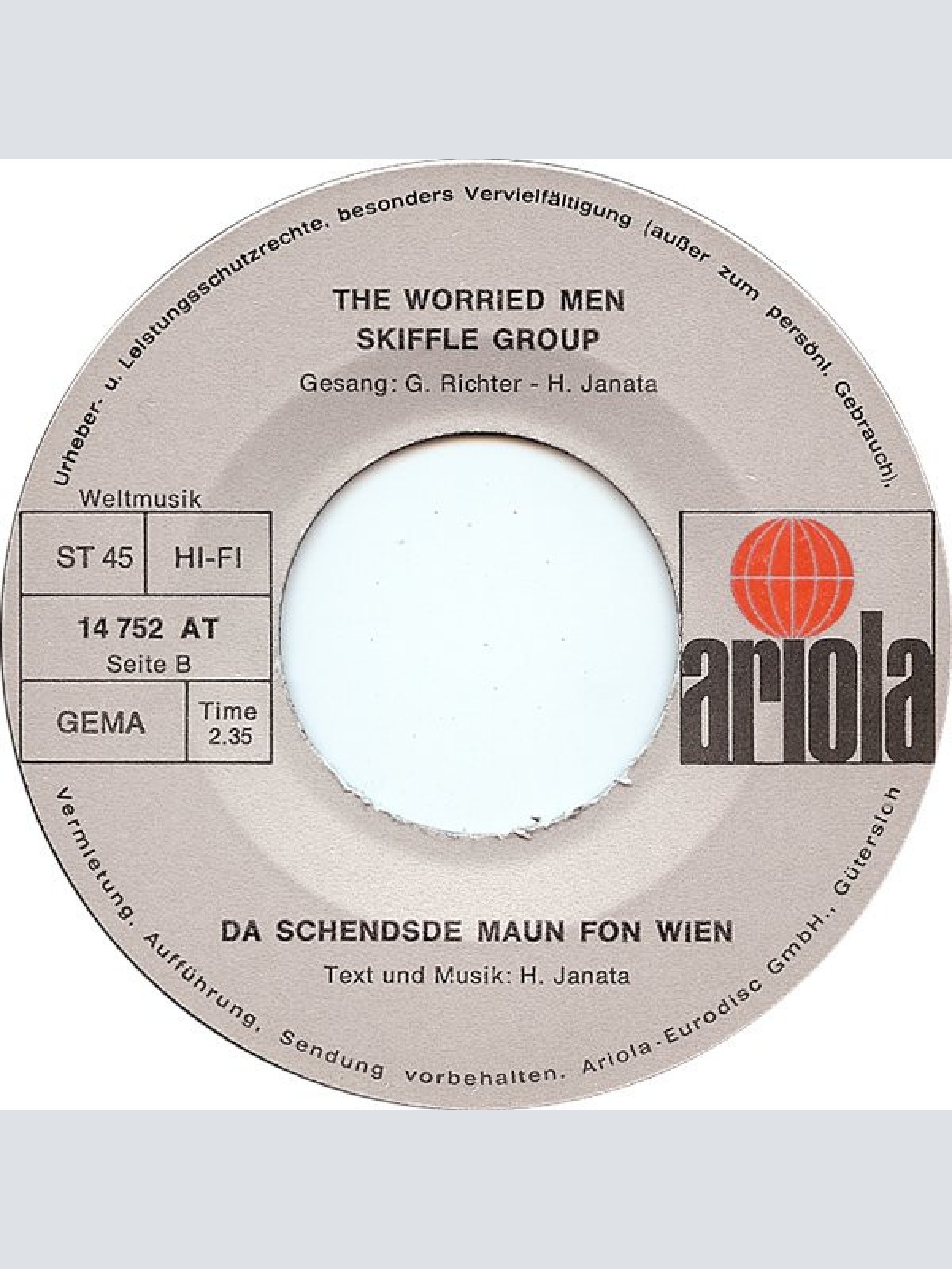 Vinyl / The Worried Men Skiffle Group* - I Bin A Wunda / Da Schendste Mann Fon Wien