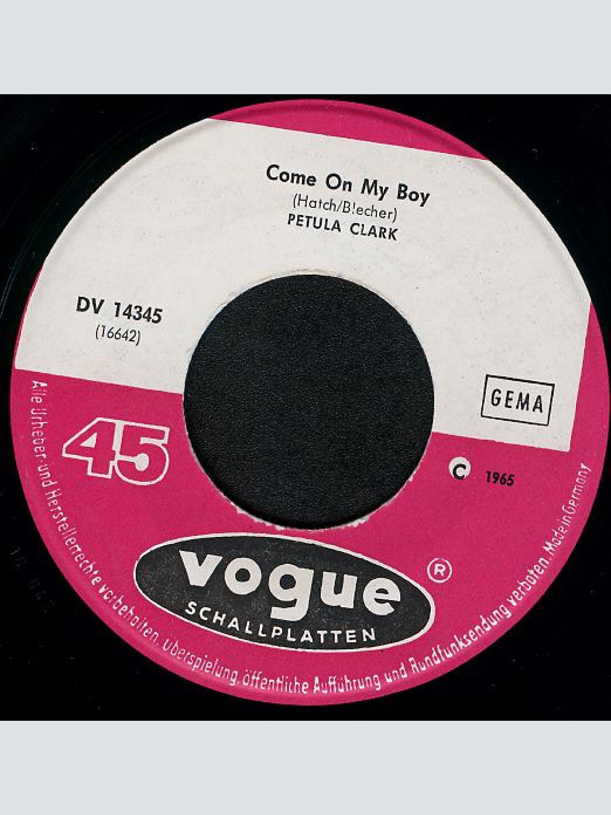 Vinyl / Petula Clark - Come On My Boy (I Know A Place)