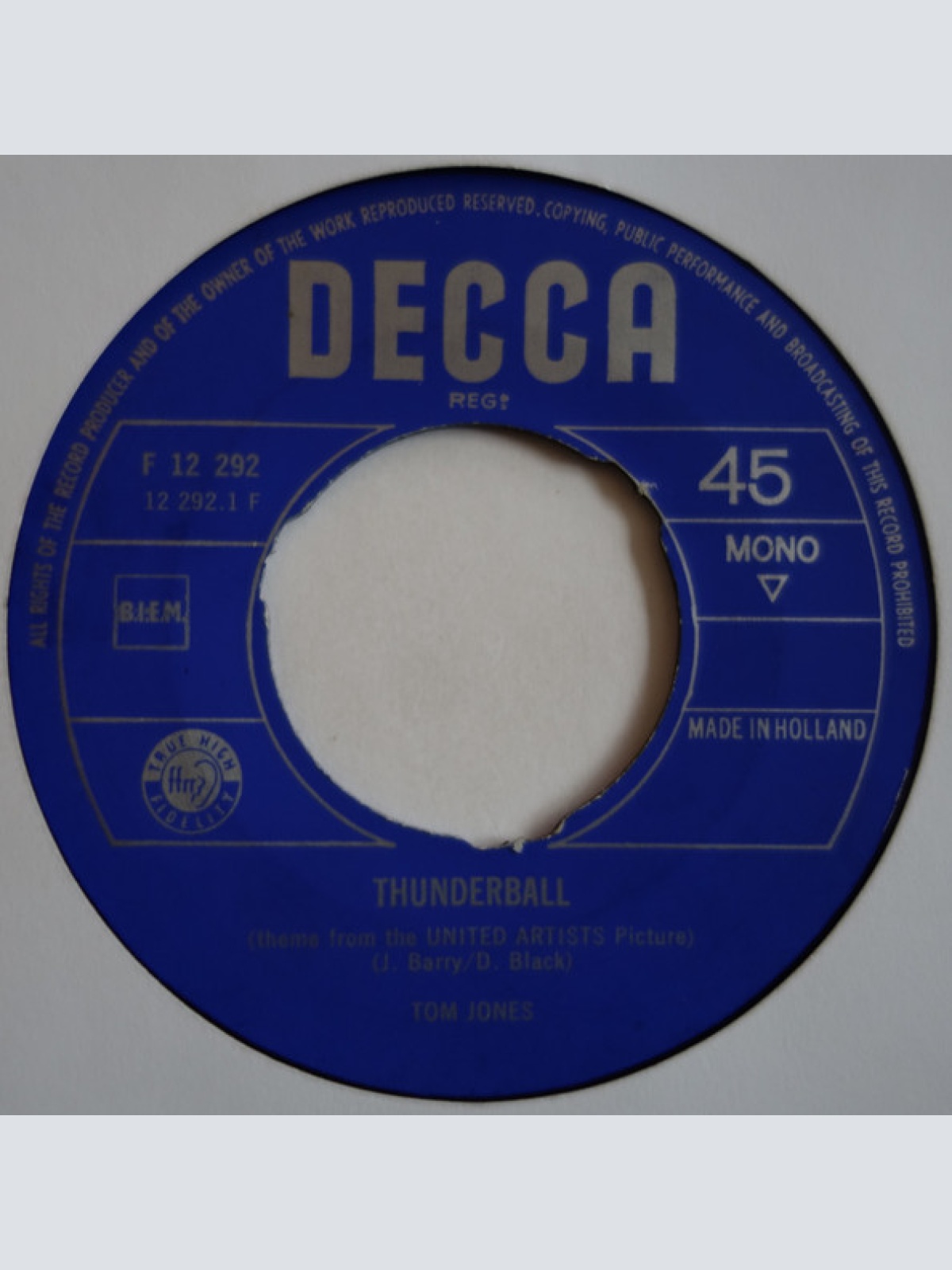 Vinyl / Tom Jones - Thunderball