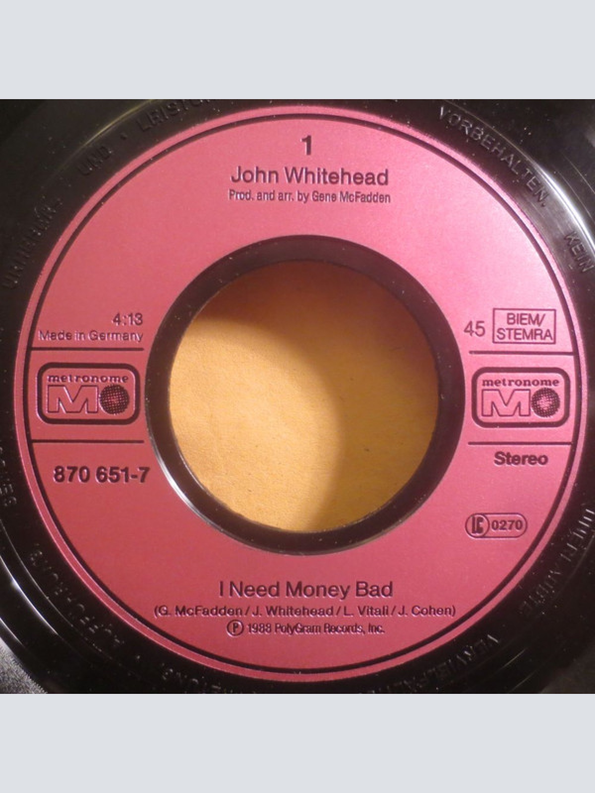 Vinyl / John Whitehead - I Need Money Bad