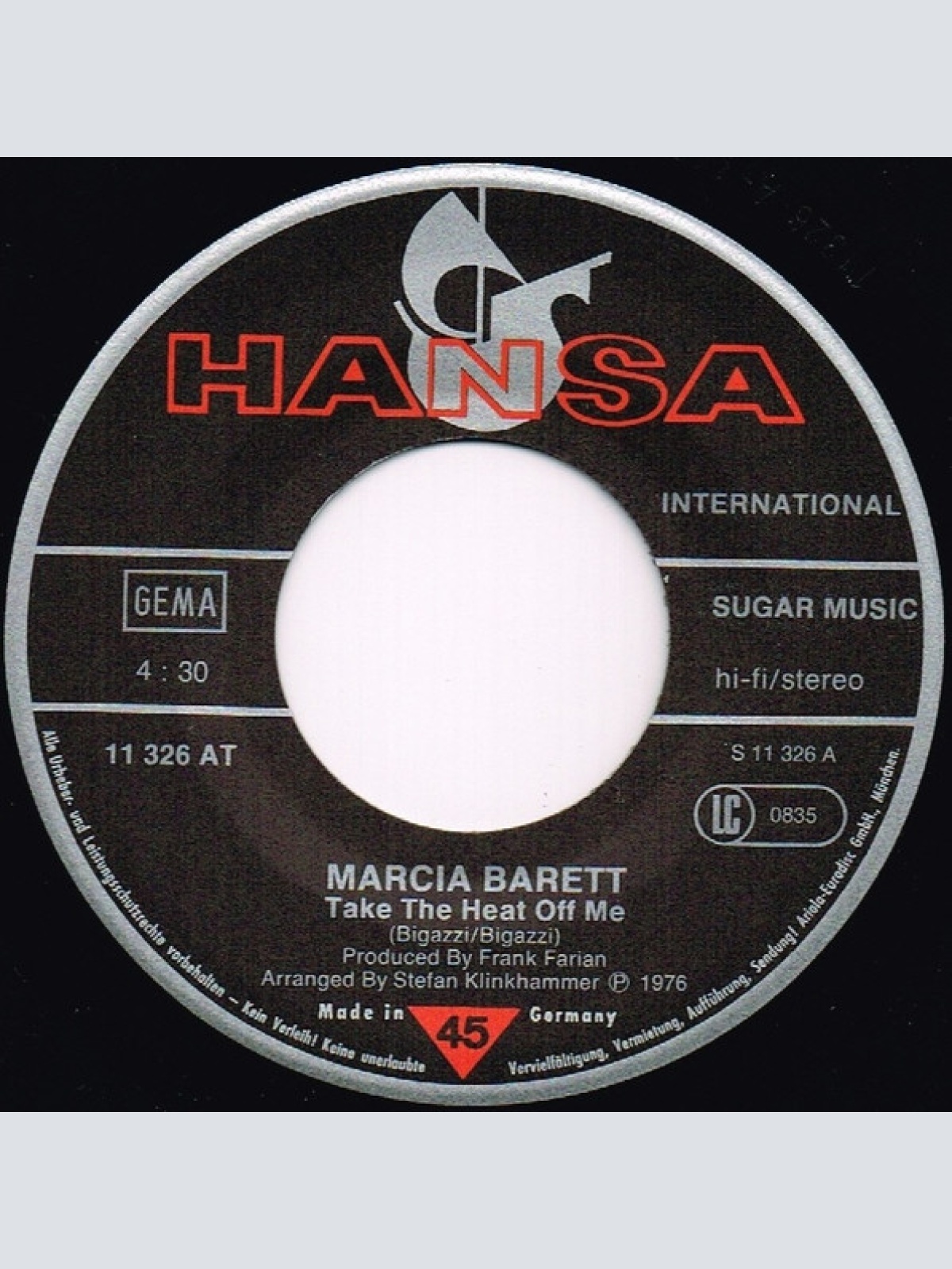 Vinyl / Marcia Barrett - Take The Heat Off Me