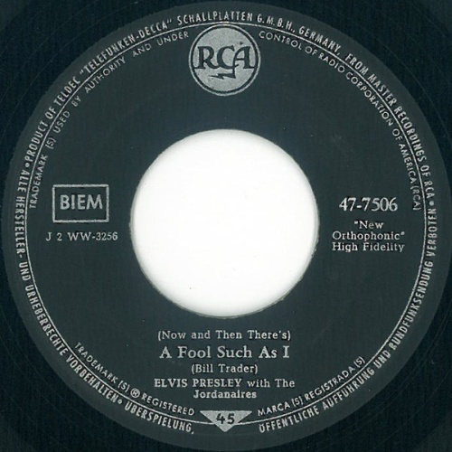 Vinyl / Elvis Presley With The Jordanaires - I Need Your Love Tonight