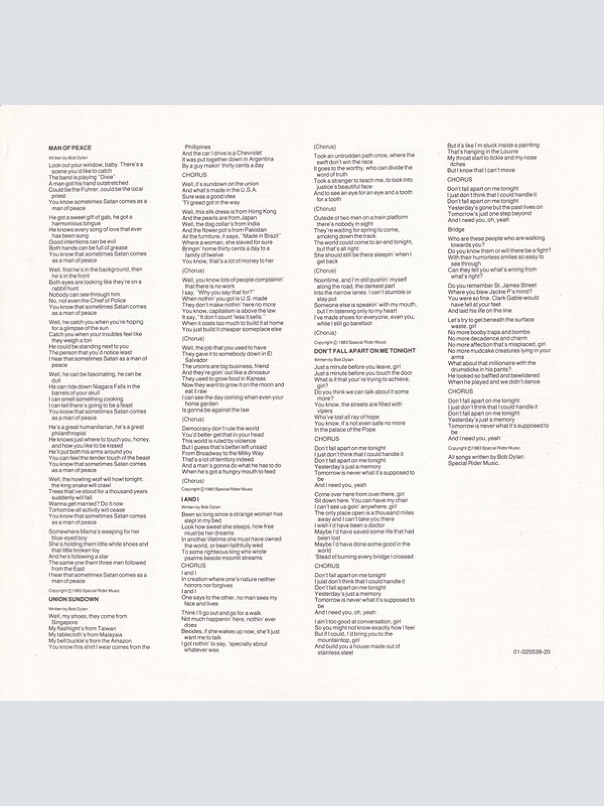 Vinyl / Bob Dylan - Infidels