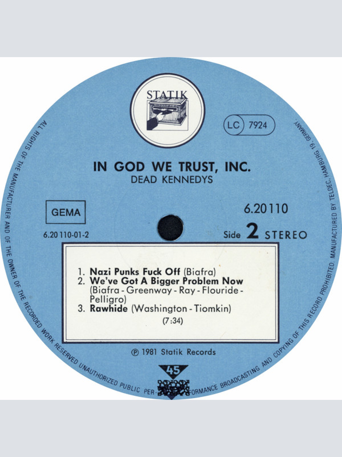 Vinyl / Dead Kennedys - In God We Trust, Inc.