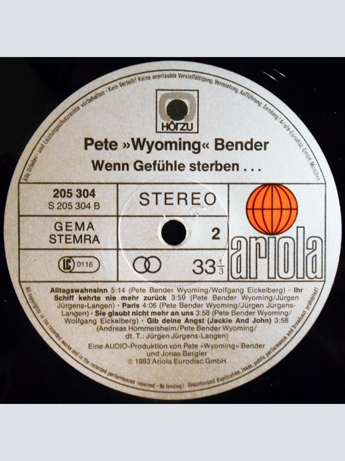 Vinyl / Pete Wyoming Bender - Wenn Gefühle Sterben ...