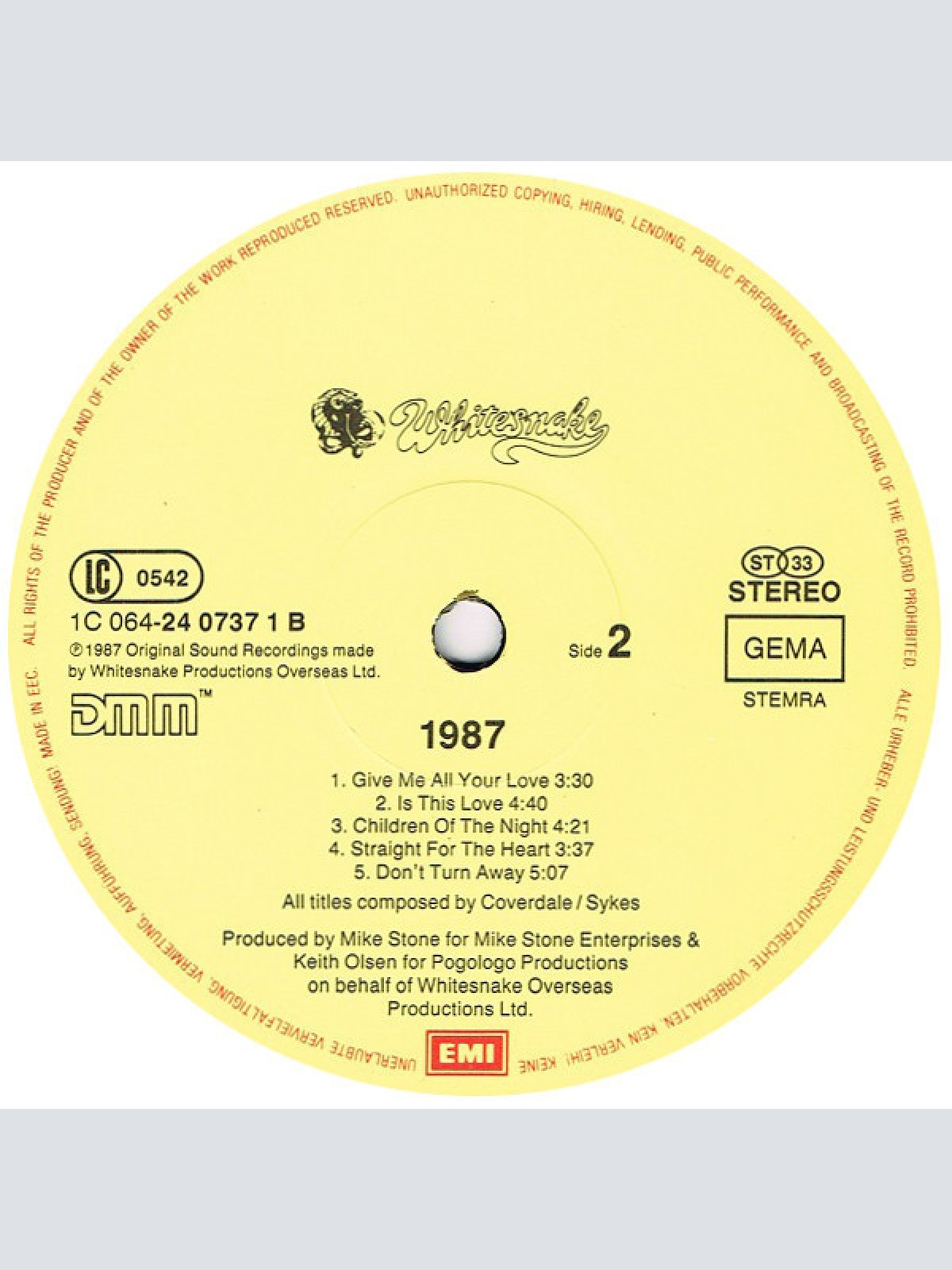 Vinyl / Whitesnake - 1987