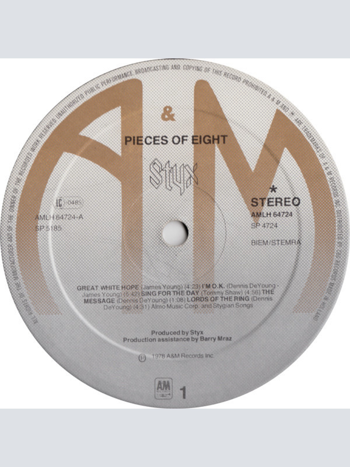 Vinyl / Styx - Pieces Of Eight