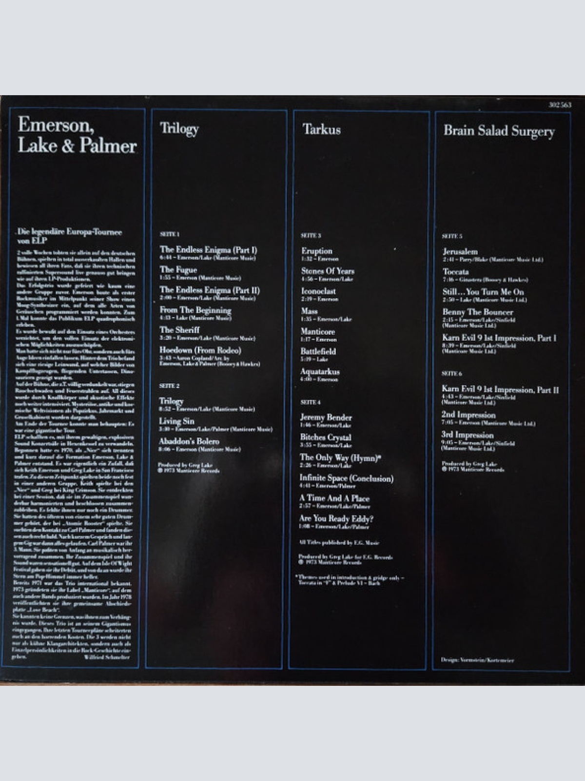 Vinyl / Emerson, Lake & Palmer - Trilogy Tarkus Brain Salad Surgery