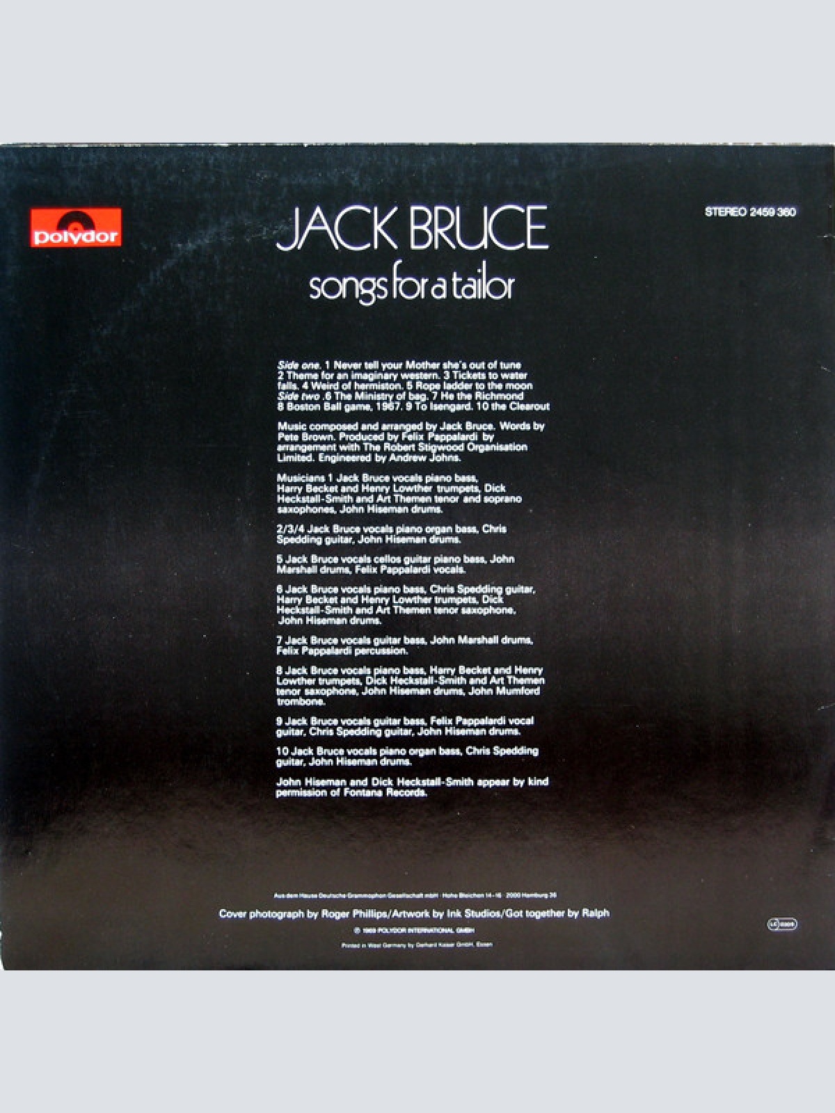 Vinyl / Jack Bruce - Songs For A Tailor