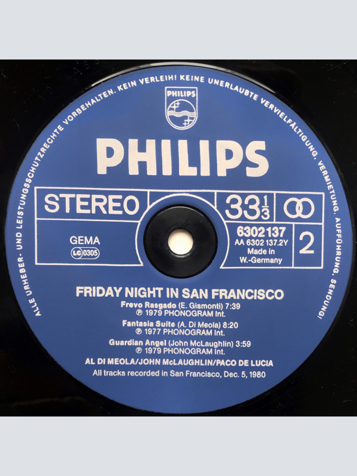 Vinyl / Al Di Meola / John McLaughlin / Paco De Lucia* - Friday Night In San Francisco