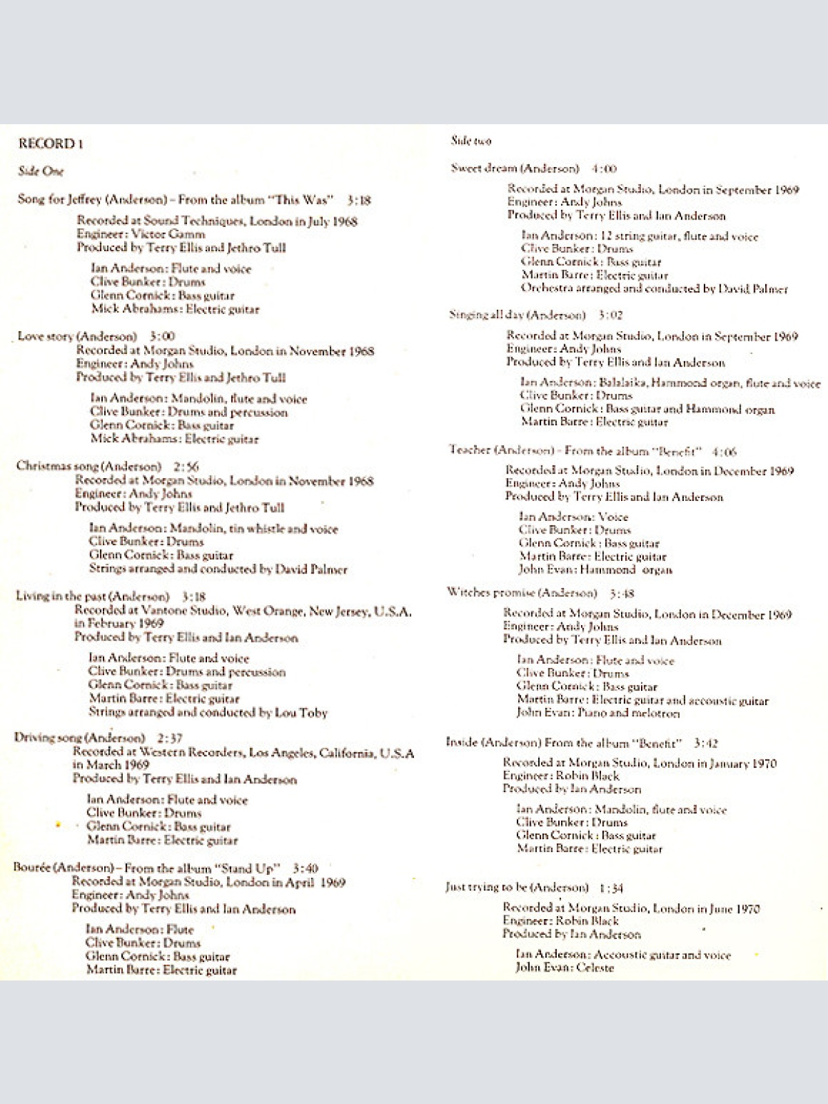 Vinyl / Jethro Tull - Living In The Past