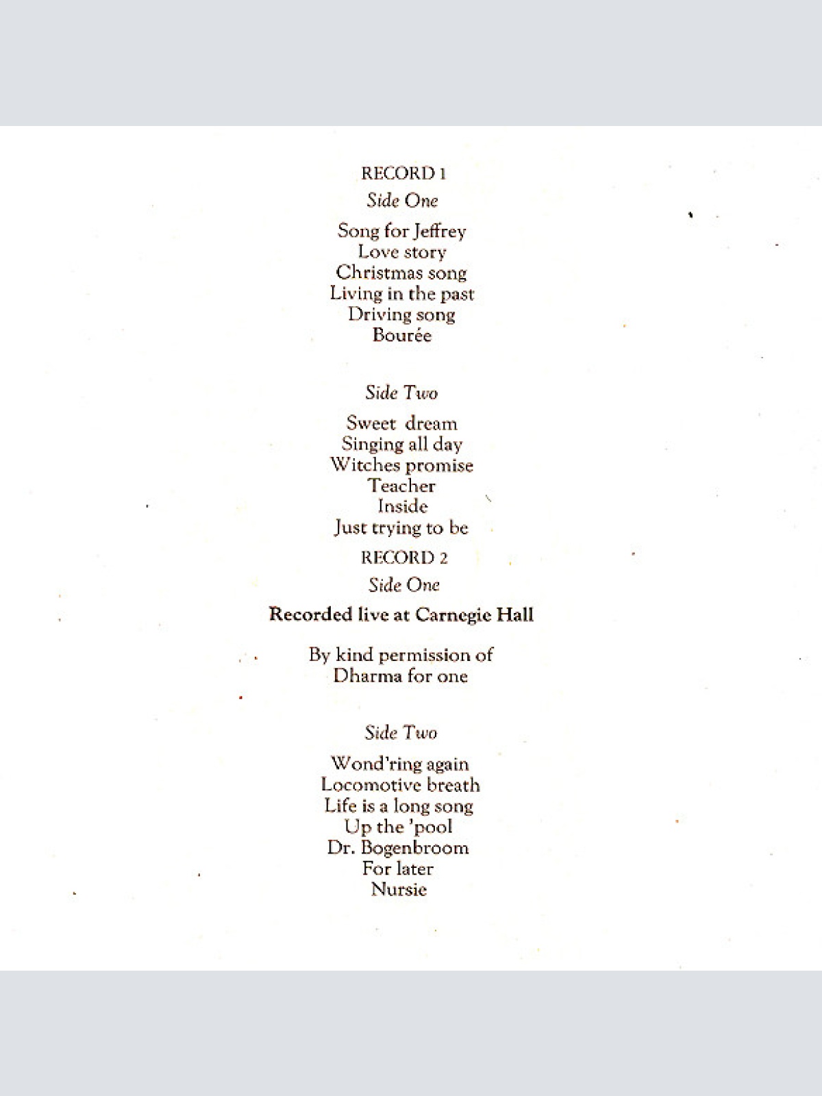 Vinyl / Jethro Tull - Living In The Past