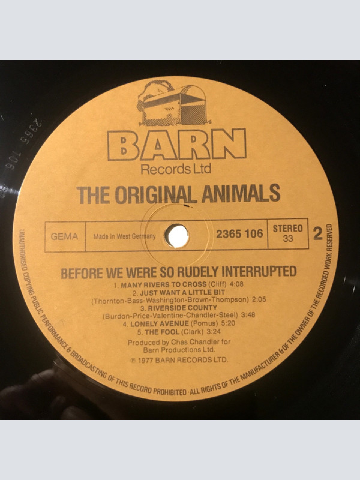 Vinyl / The Original Animals* - Before We Were So Rudely Interrupted