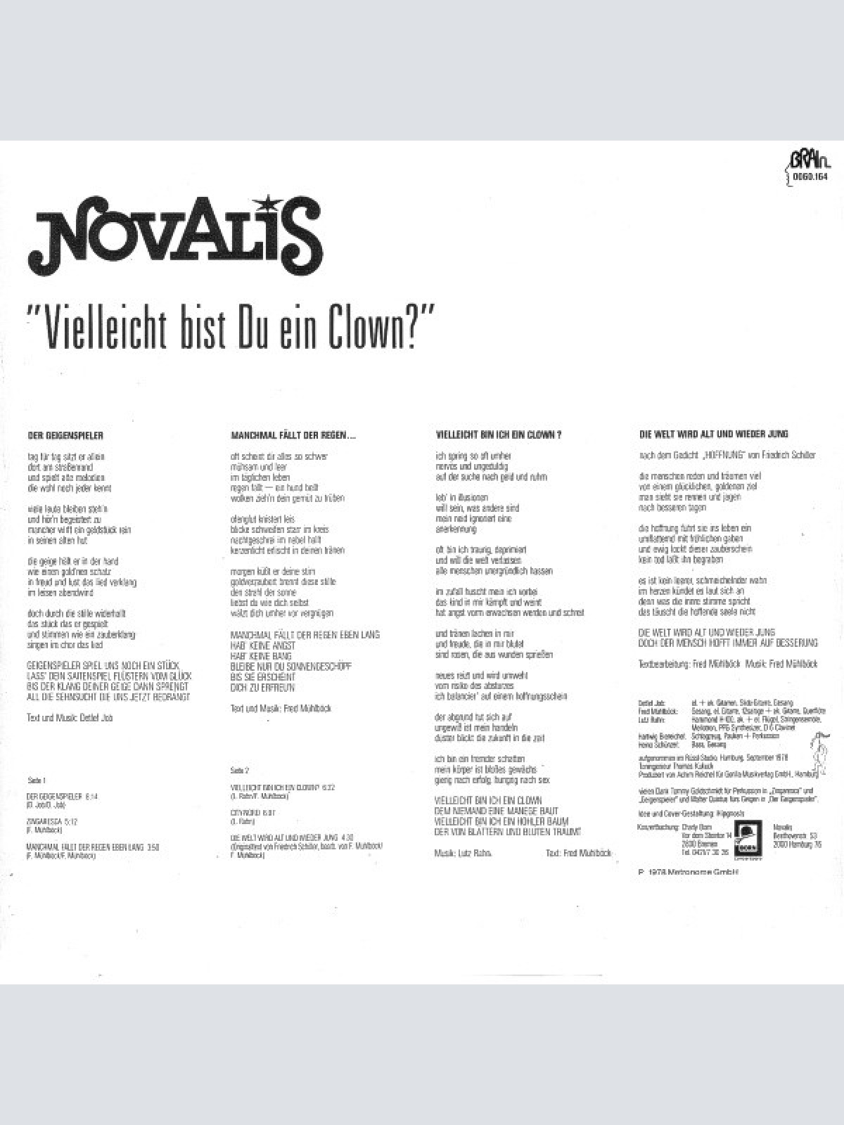Vinyl / Novalis (3) - Vielleicht Bist Du Ein Clown?