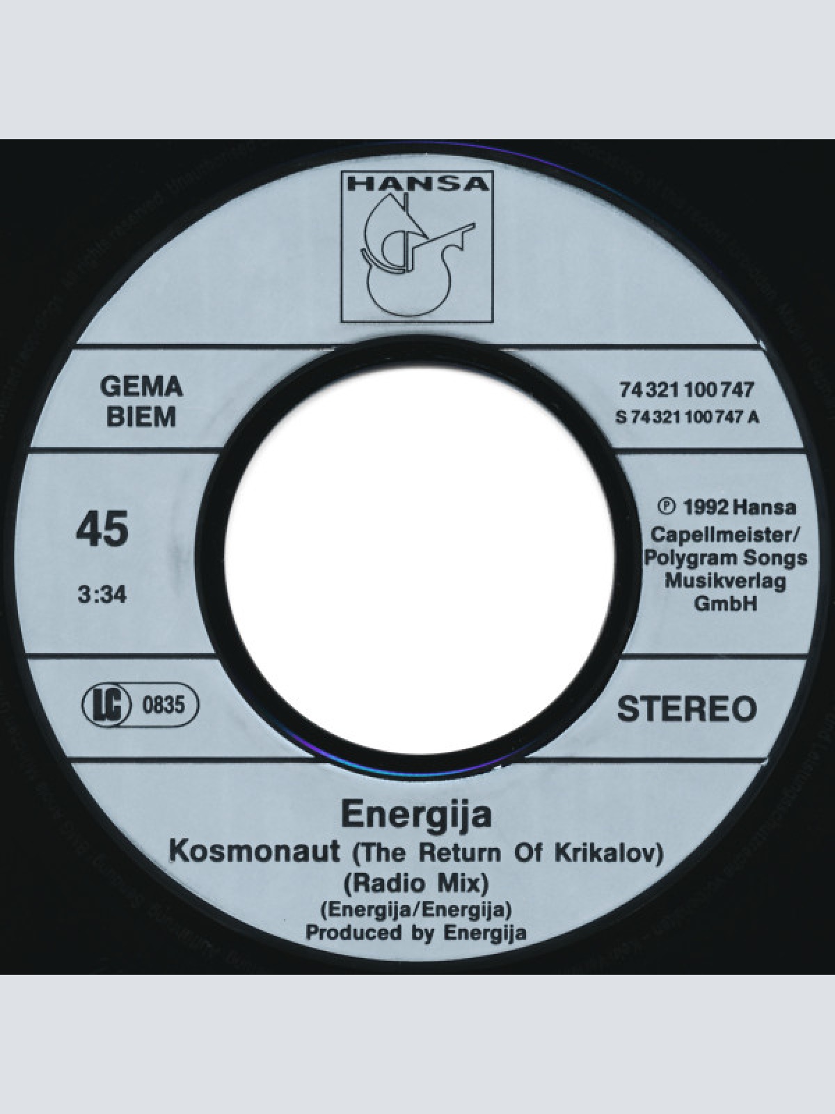 Vinyl / Energija - Kosmonaut (The Return Of Krikalov)