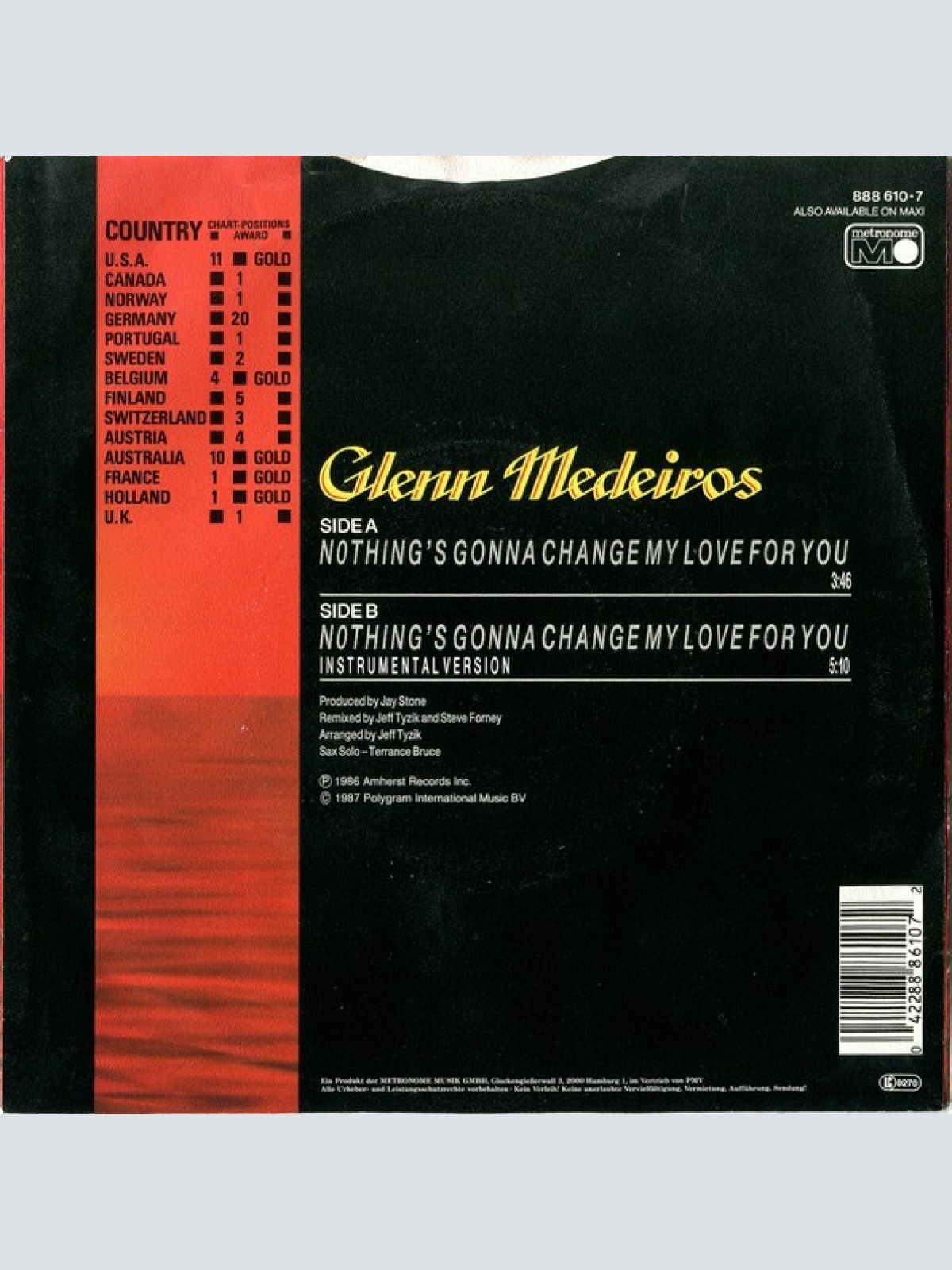 Vinyl / Glenn Medeiros - Nothing's Gonna Change My Love For You