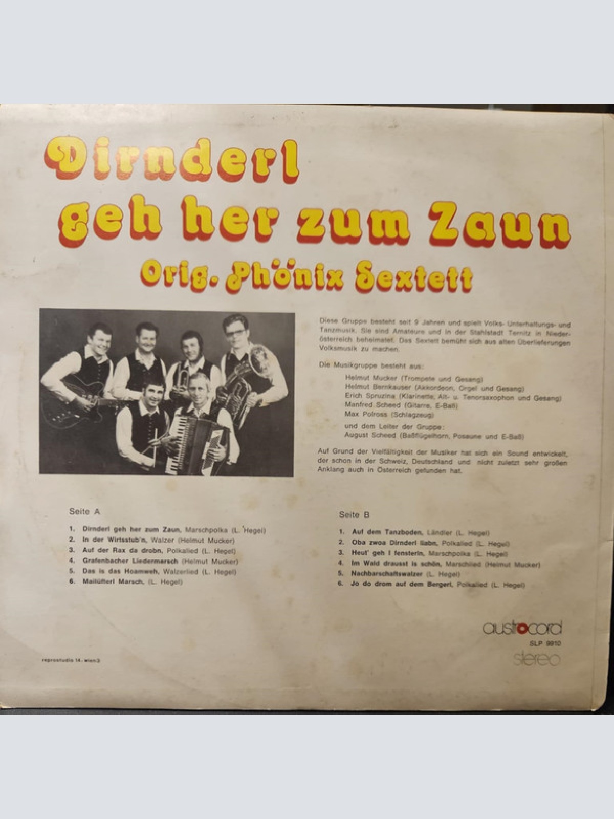 Vinyl / Orig. Phönix Sextett - Dirnderl Geh Her Zum Zaun