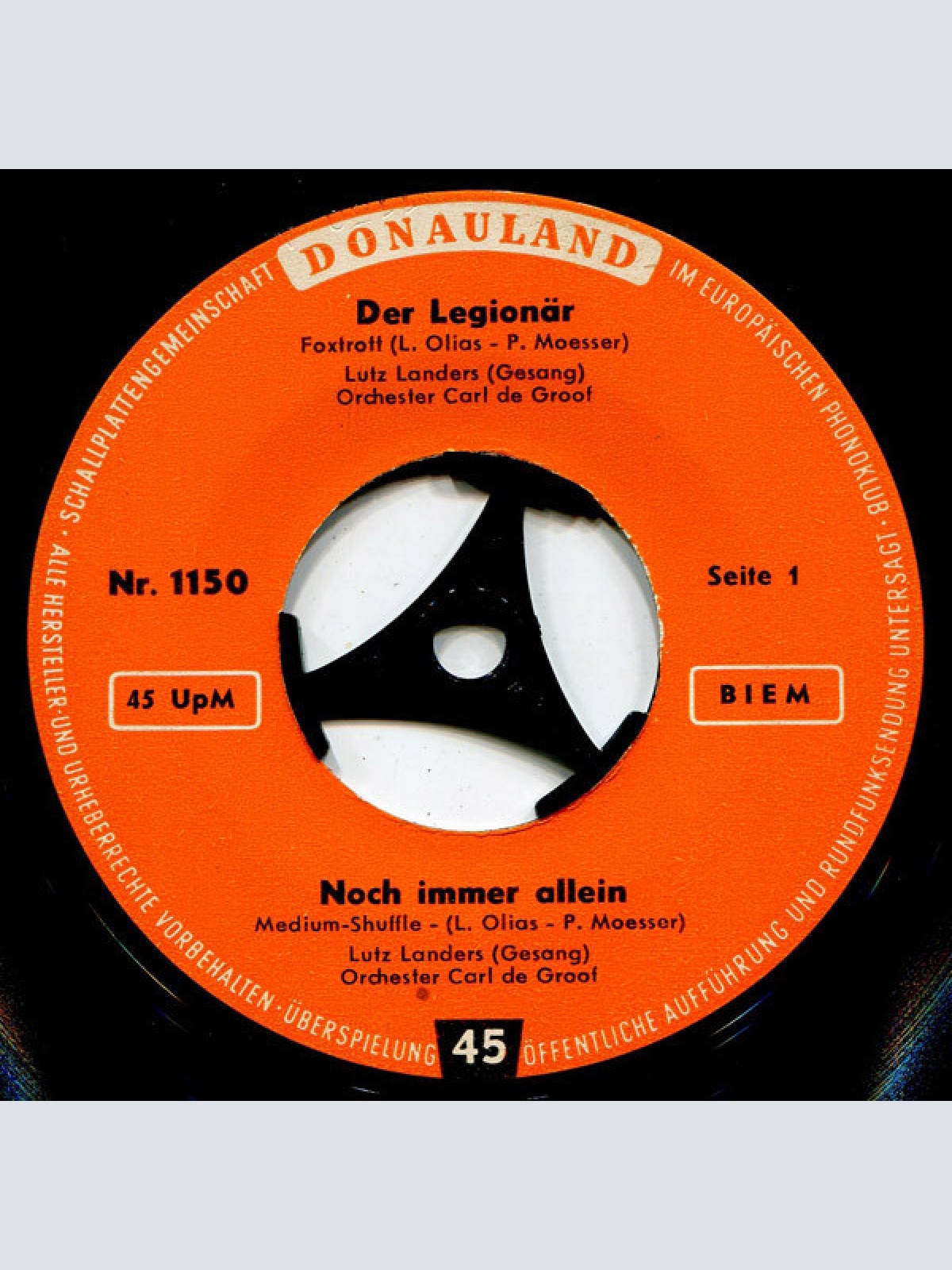 Vinyl / Lutz Landers / Hanna Koré Und  Peter Heinz Kersten - Der Legionär / Noch Immer Allein / Himmelblaue Serenade / Mario